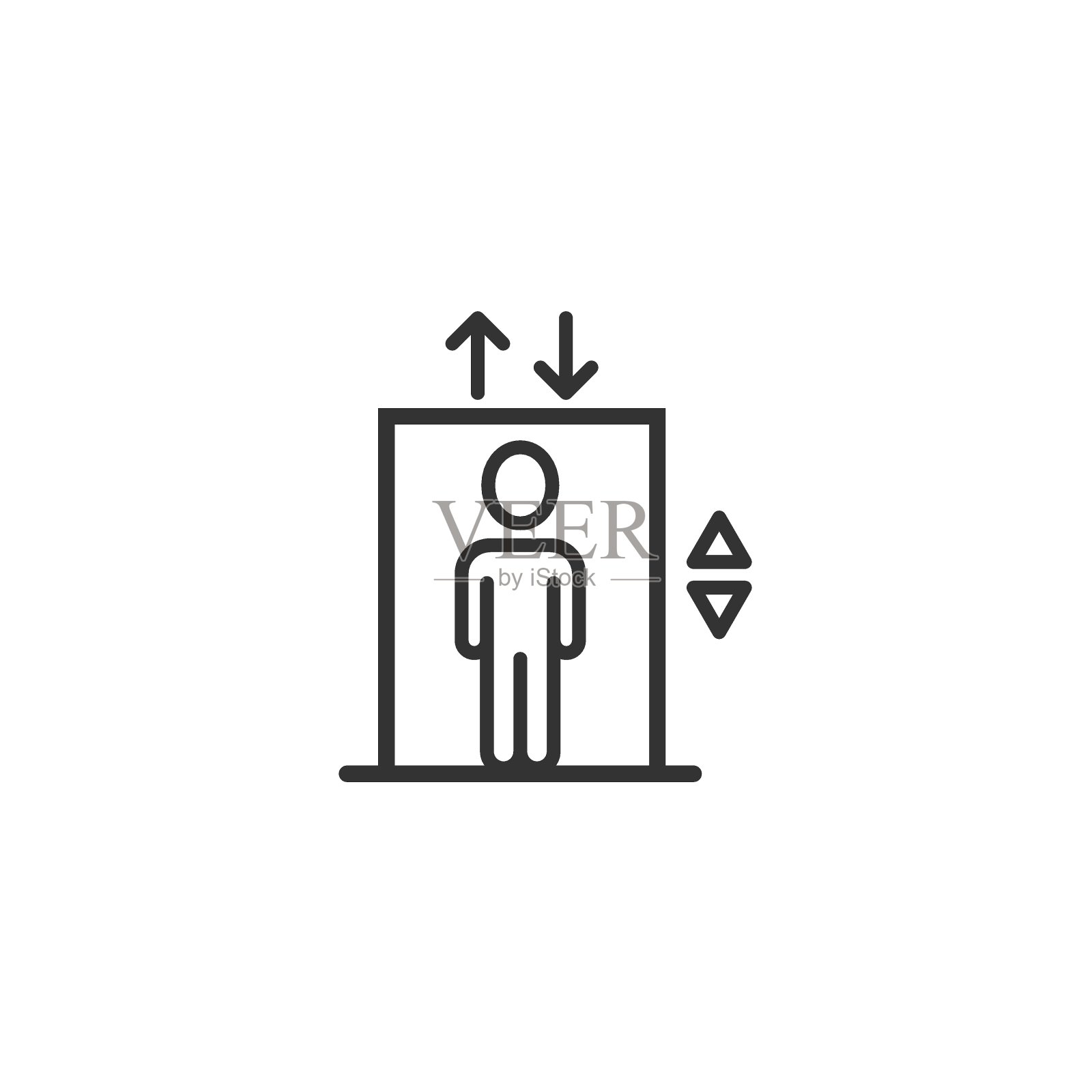电梯图标在平面风格。在白色孤立的背景上提升矢量插图。客运经营理念。设计元素图片