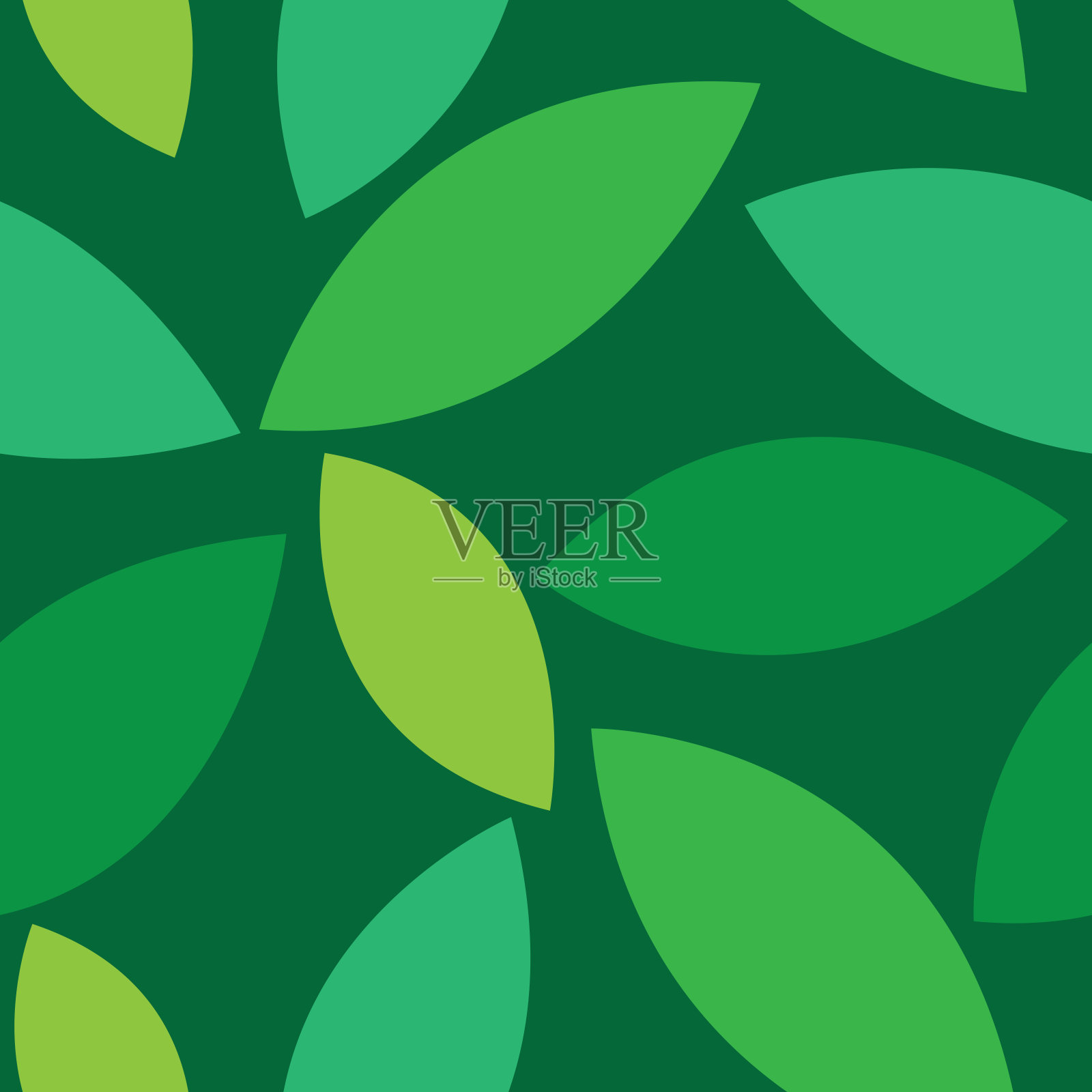 无缝图案与绿叶纺织，纸张，网站。矢量平面插图上的绿色背景。插画图片素材