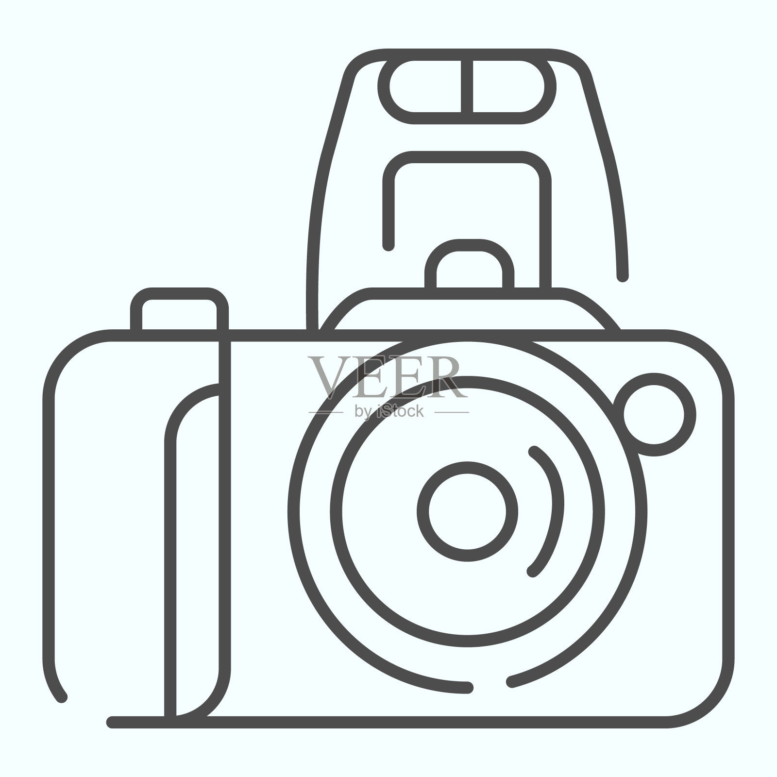 相机细线图标。设备记录照片矢量插图孤立在白色上。照片相机轮廓风格设计，专为网页和应用设计。Eps 10。插画图片素材