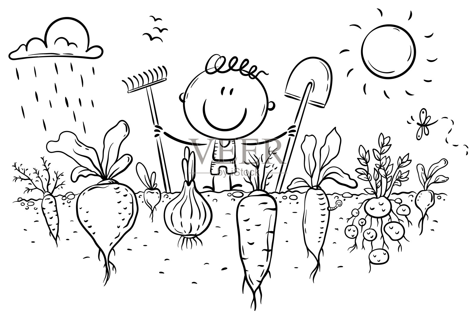 快乐农夫种了很多蔬菜设计元素图片