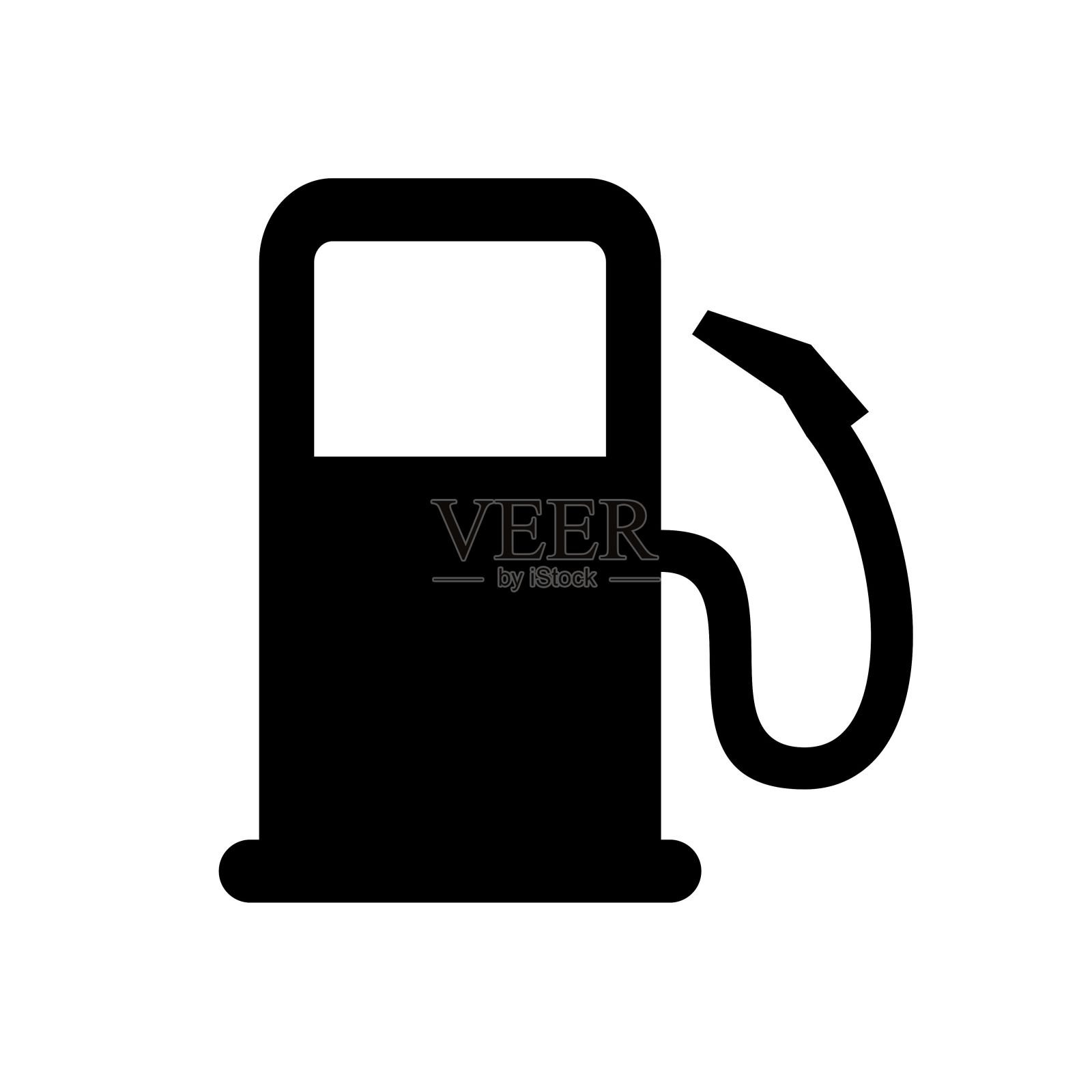 加油站图标孤立的白色背景。车辆加油站的标志，汽油和柴油。汽油泵喷嘴矢量图图标素材