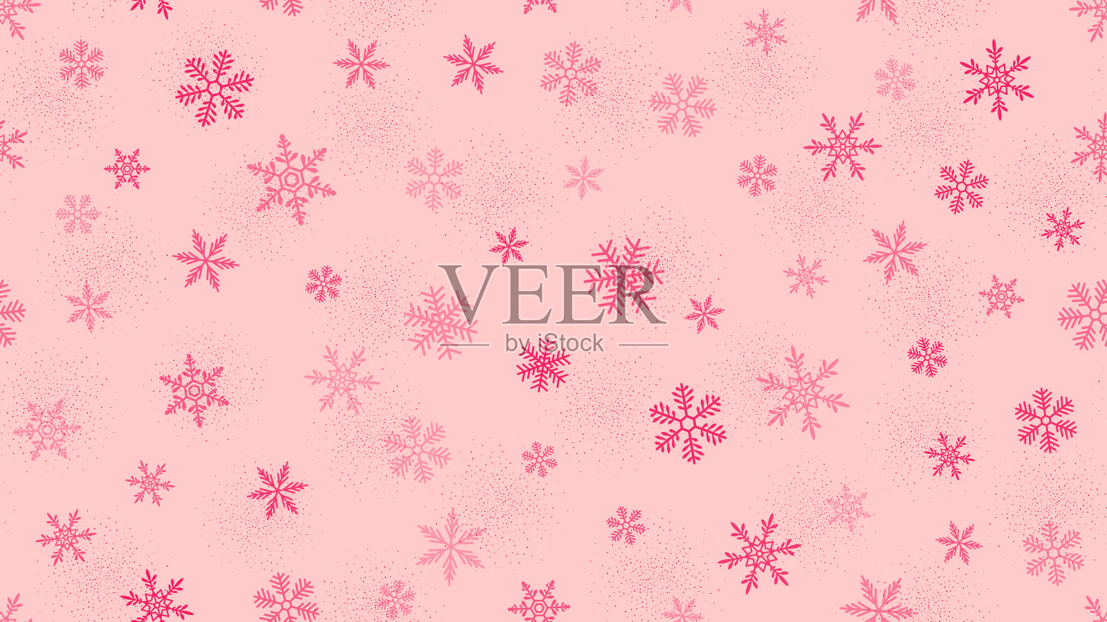 粉色矢量雪花背景。圣诞和新年无缝模式插画图片素材