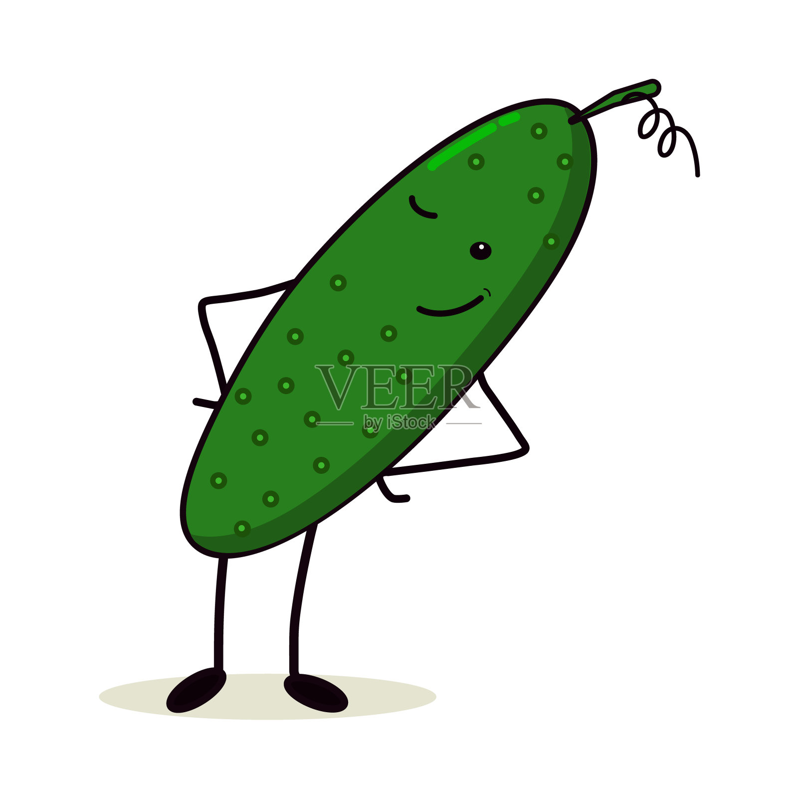 笑着的绿黄瓜插画图片素材