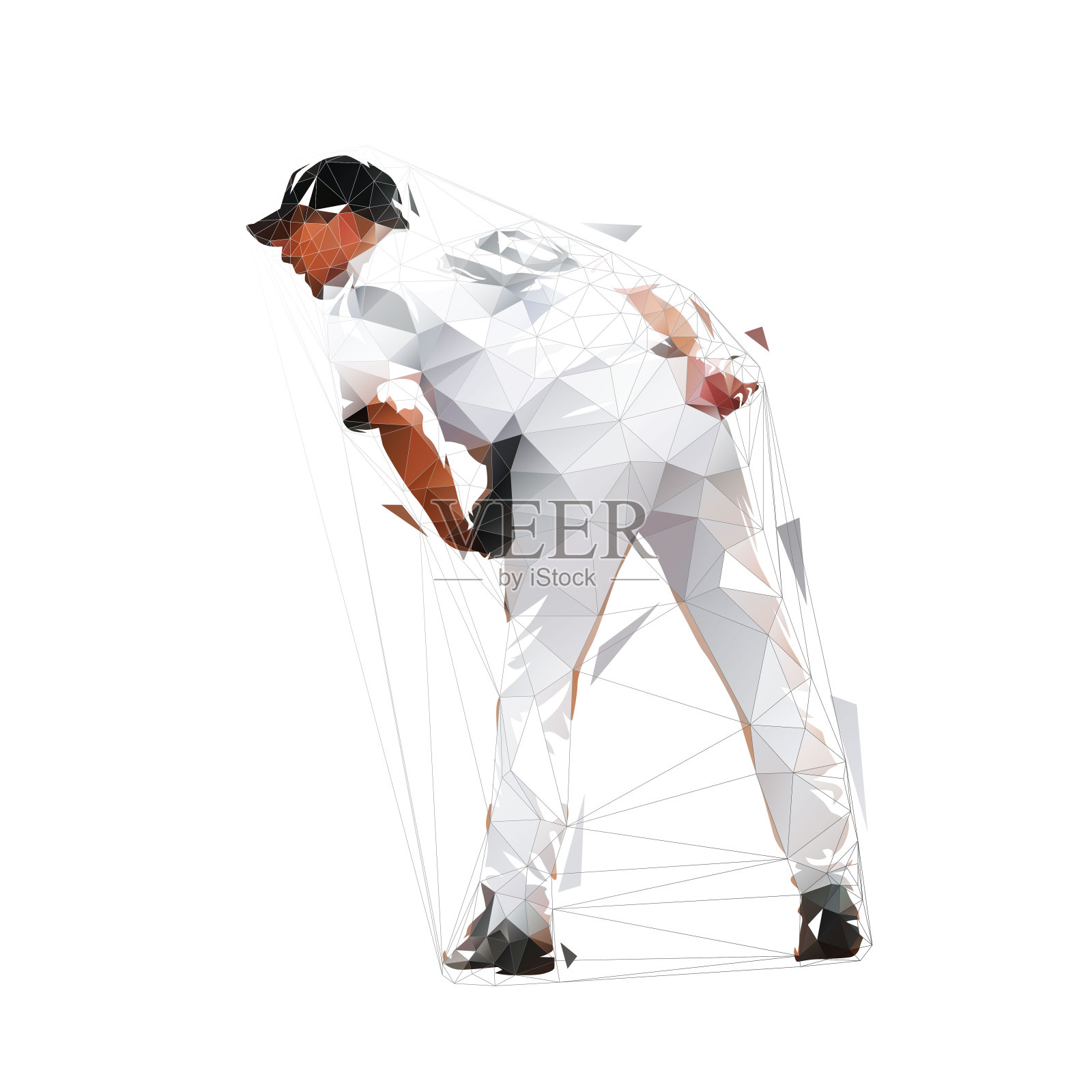棒球运动员投掷球，低多边形矢量插图设计元素图片