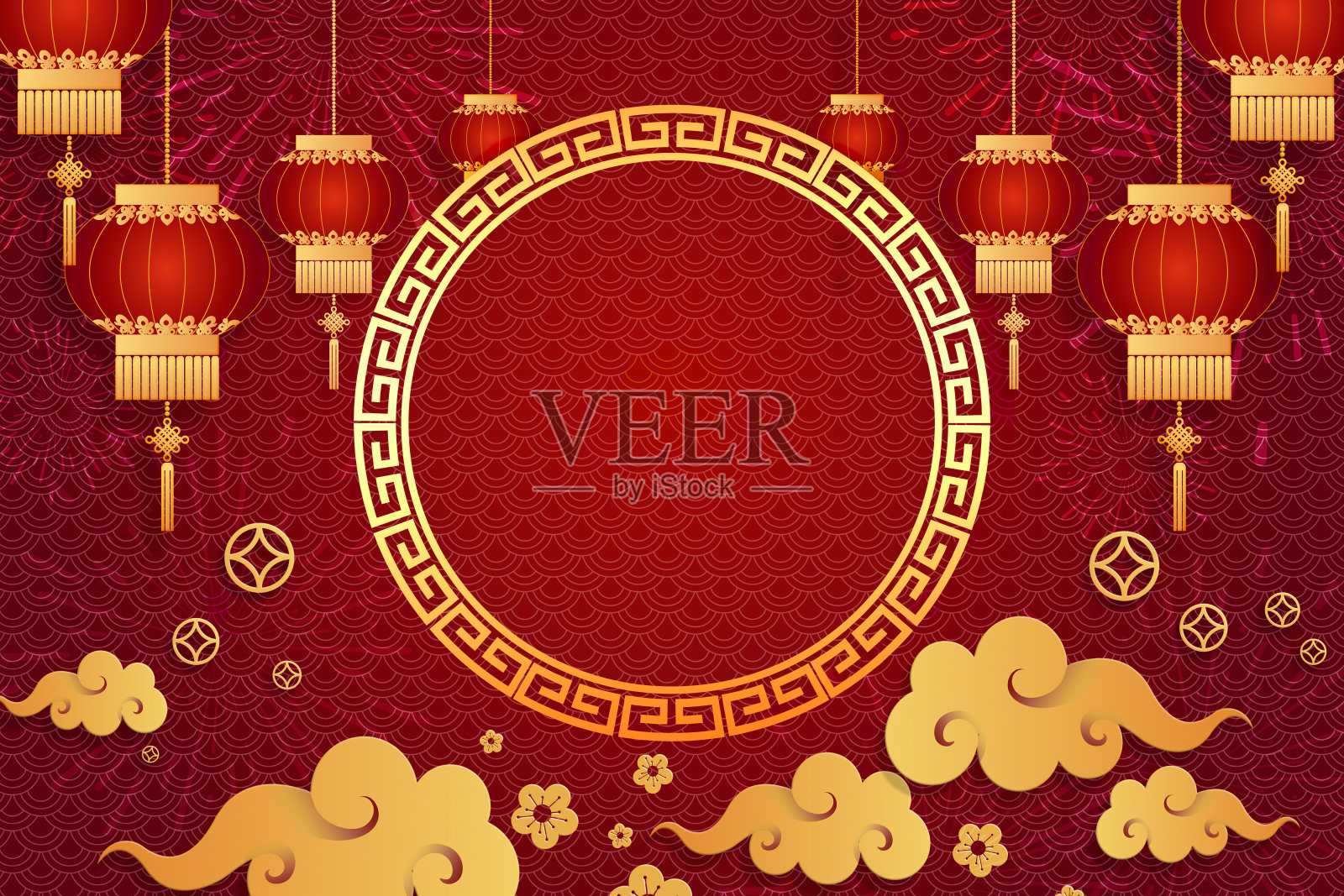 祝你春节快乐。红色背景与传统的亚洲灯笼。贺卡，传单，邀请，海报，小册子，横幅，日历照片摄影图片