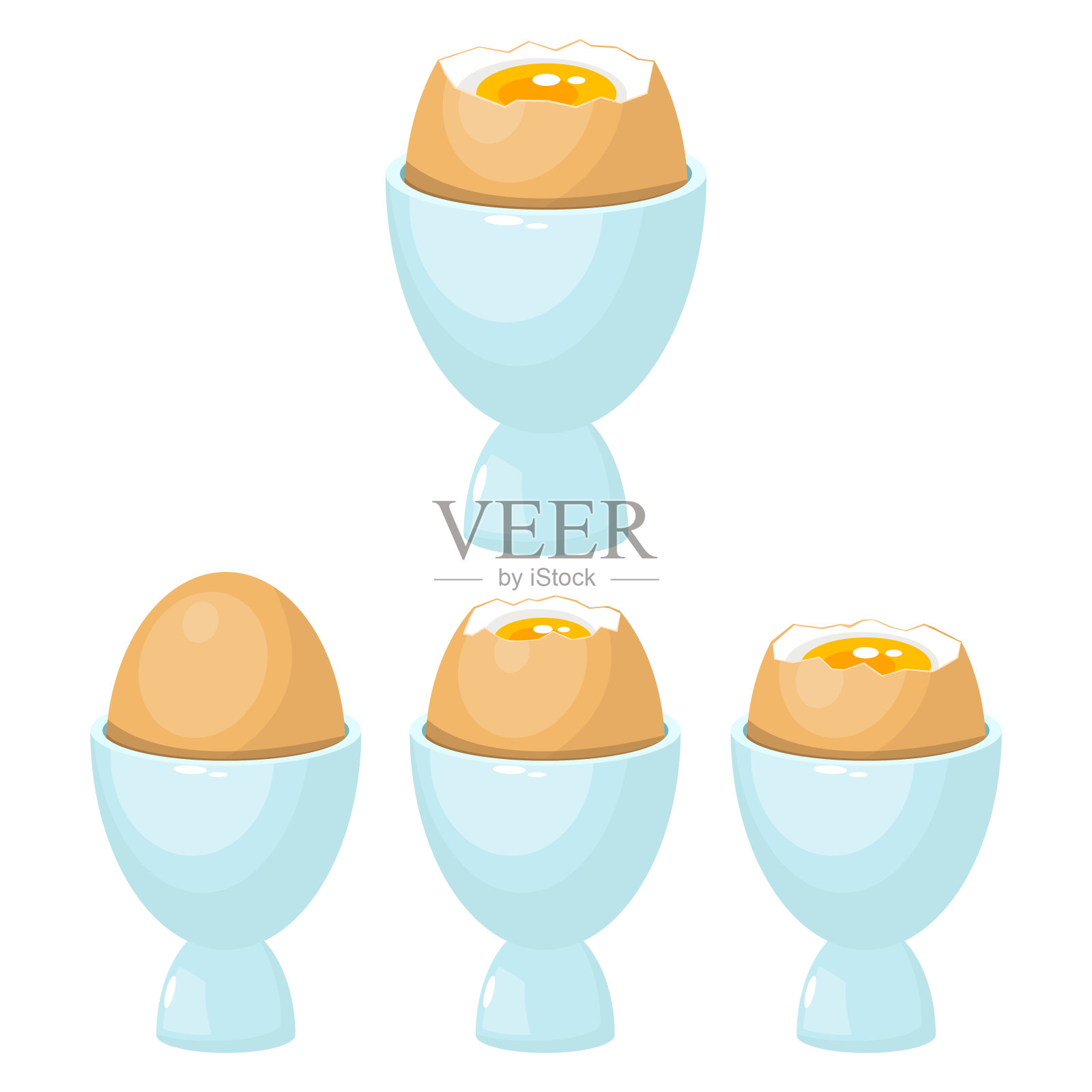 煮鸡蛋在鸡蛋持有人矢量设计插图孤立在白色背景设计元素图片