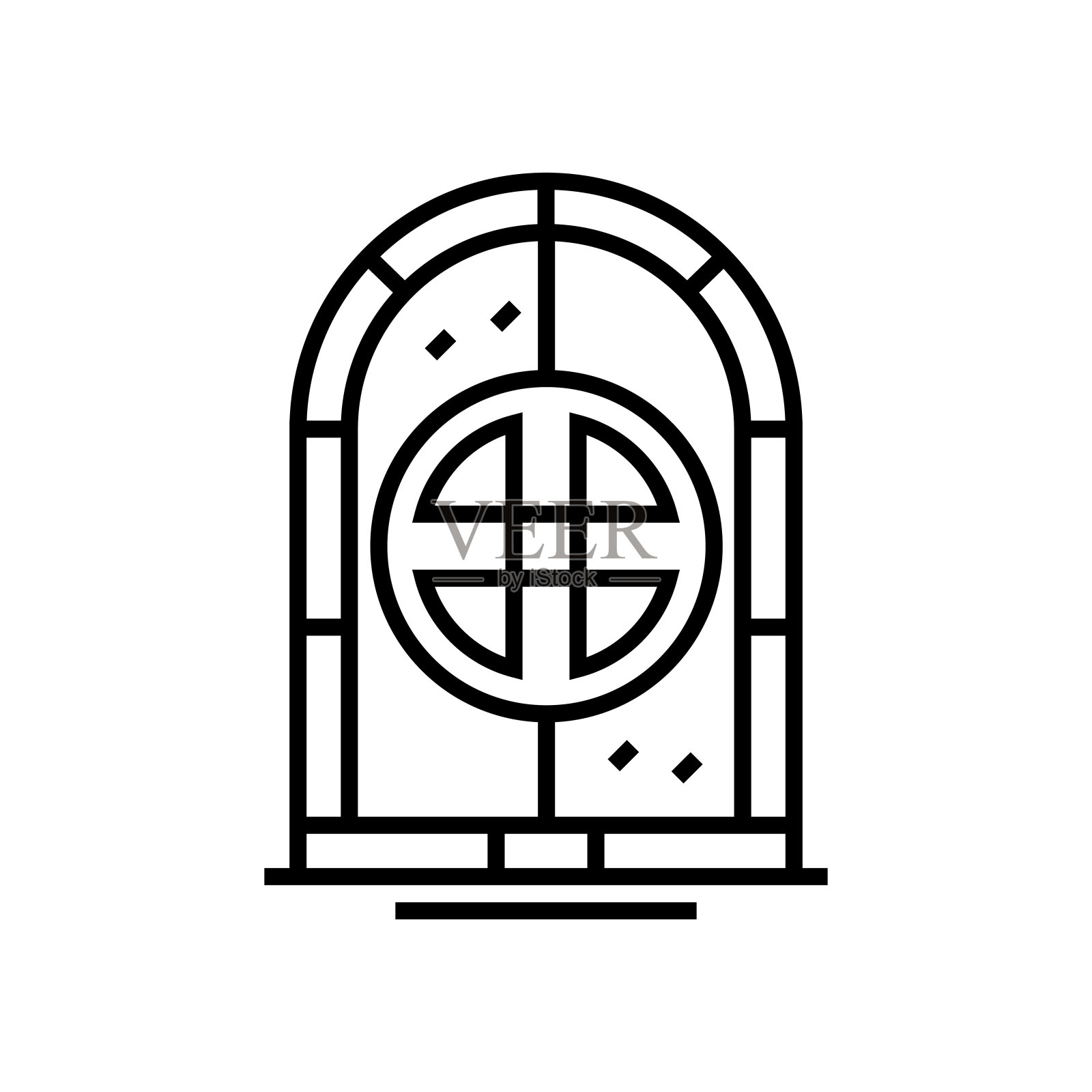 古代门户线图标，概念符号，轮廓矢量插图，线性符号插画图片素材