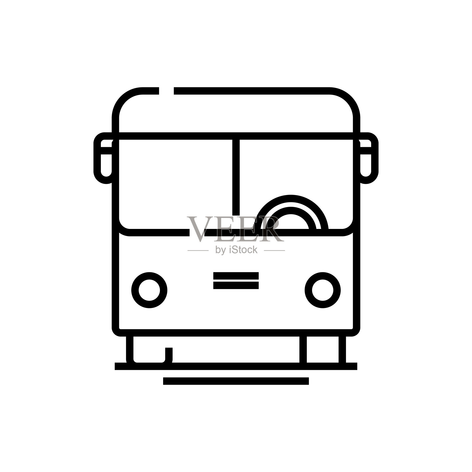 公交线路图标、概念标志、轮廓矢量插图、线性符号图标素材