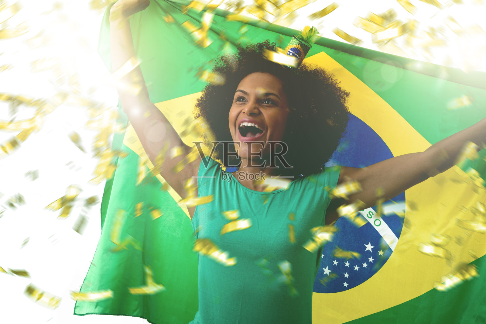 巴西球迷庆祝照片摄影图片
