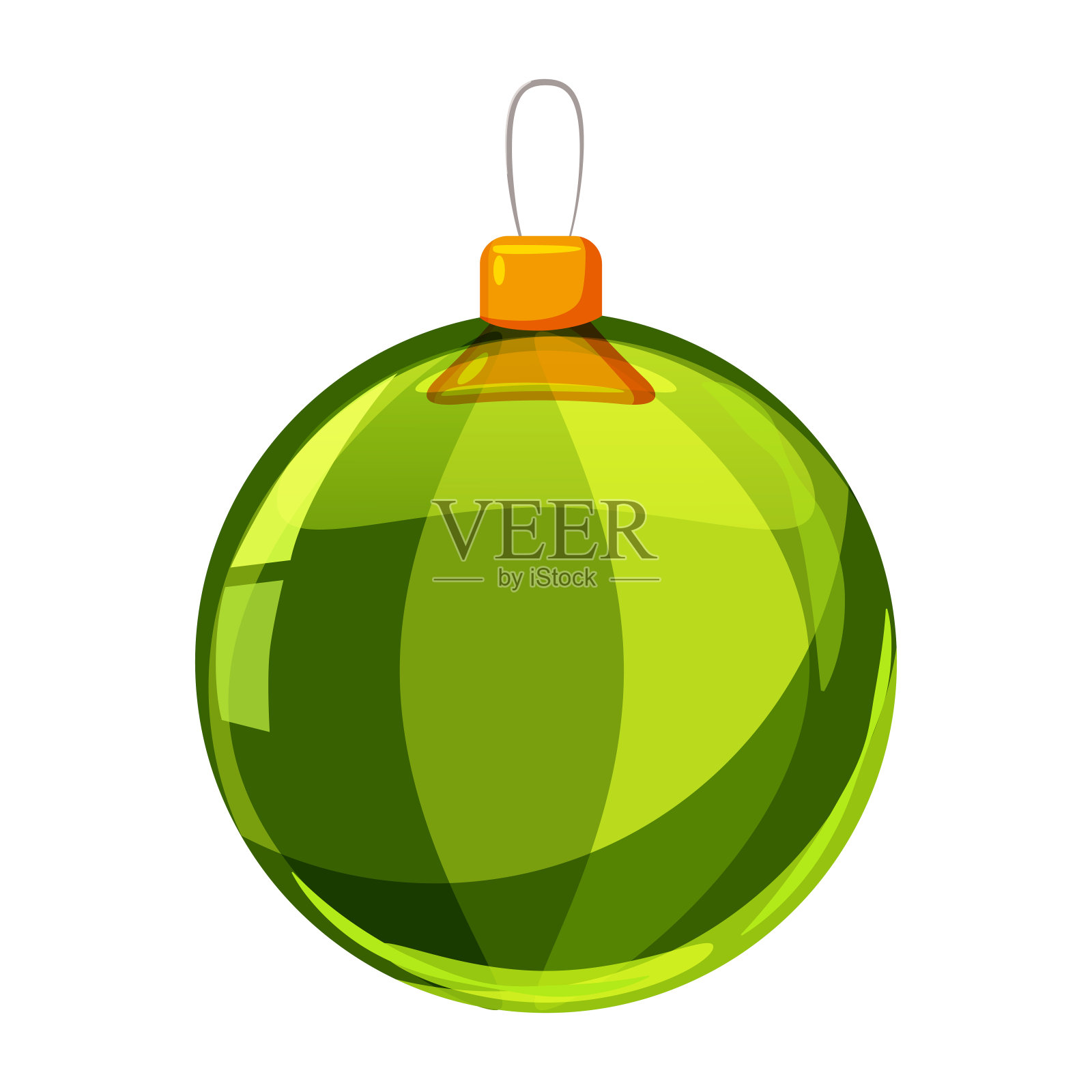 彩色圣诞绿球孤立在白色的背景。矢量插图。卡通风格设计元素图片