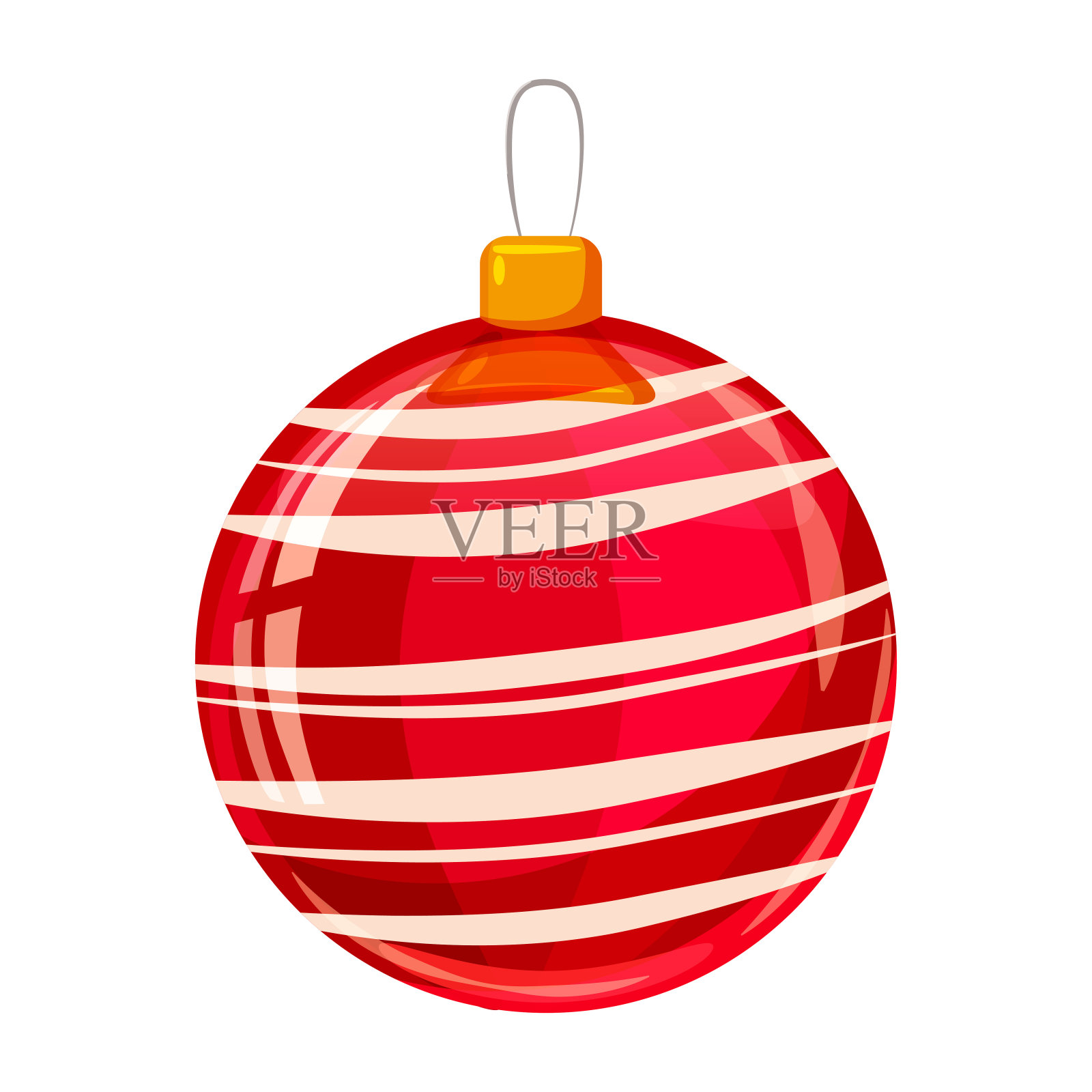 彩色装饰圣诞红球孤立在白色的背景。矢量插图。卡通风格设计元素图片