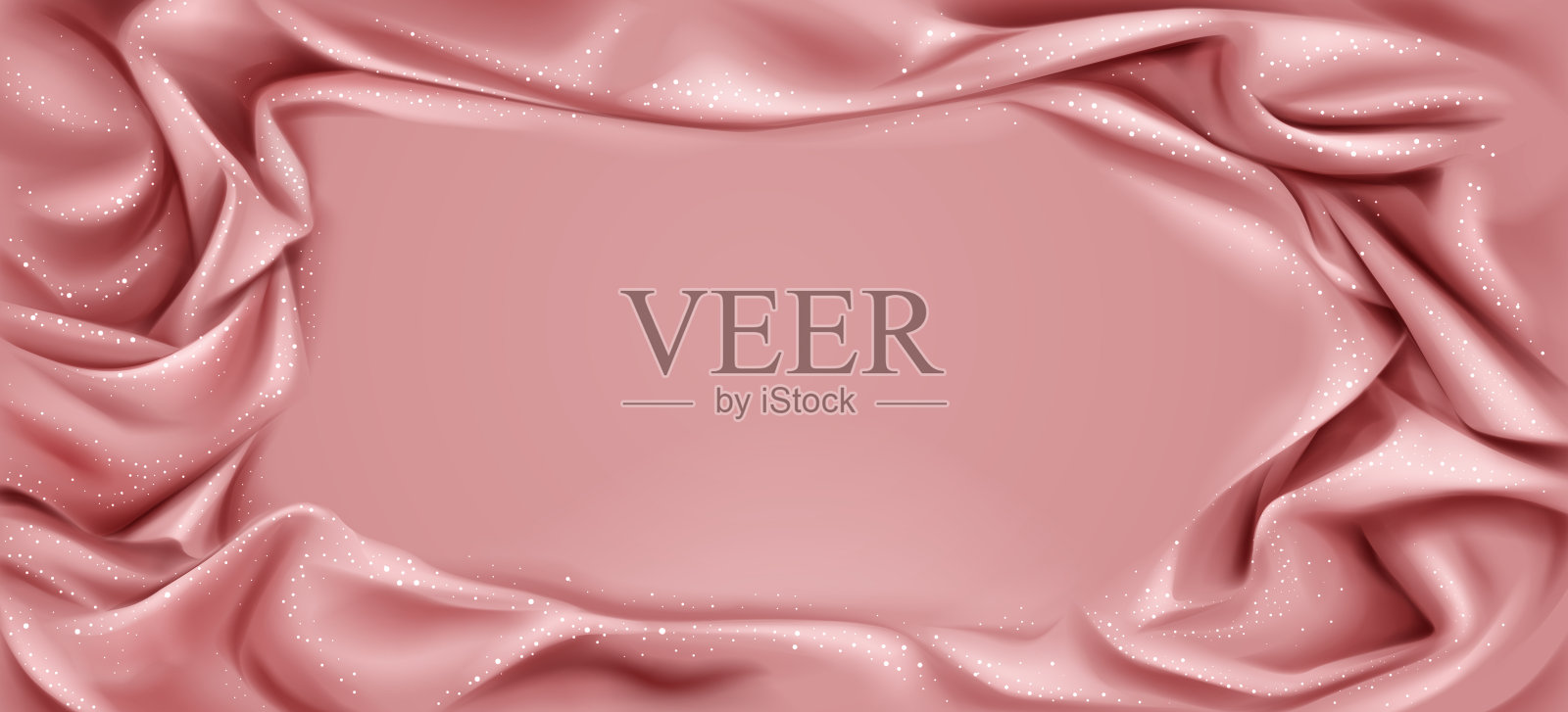 粉红色的丝绸褶皱织物背景与闪闪发光插画图片素材