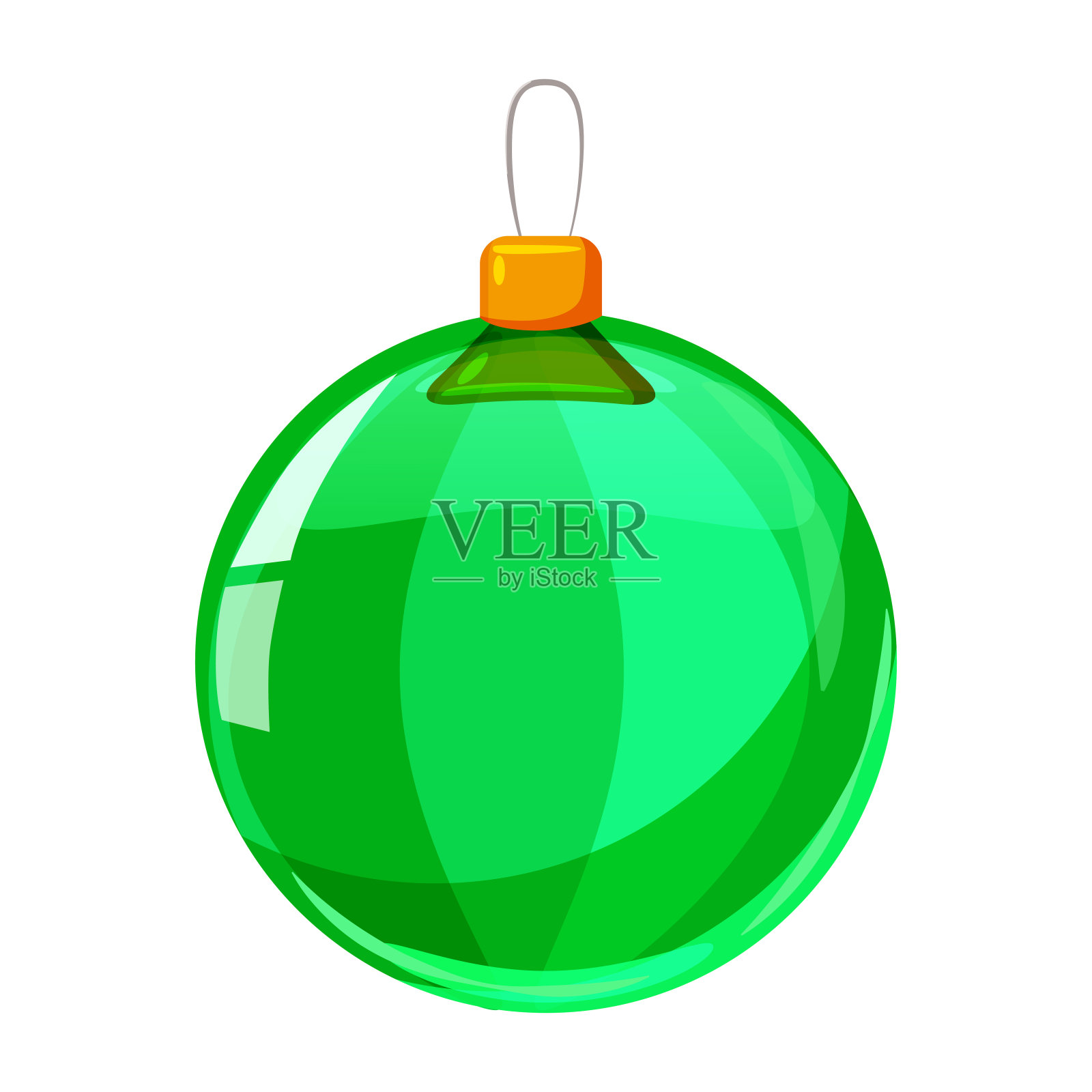 彩色圣诞绿球孤立在白色的背景。矢量插图。卡通风格设计元素图片