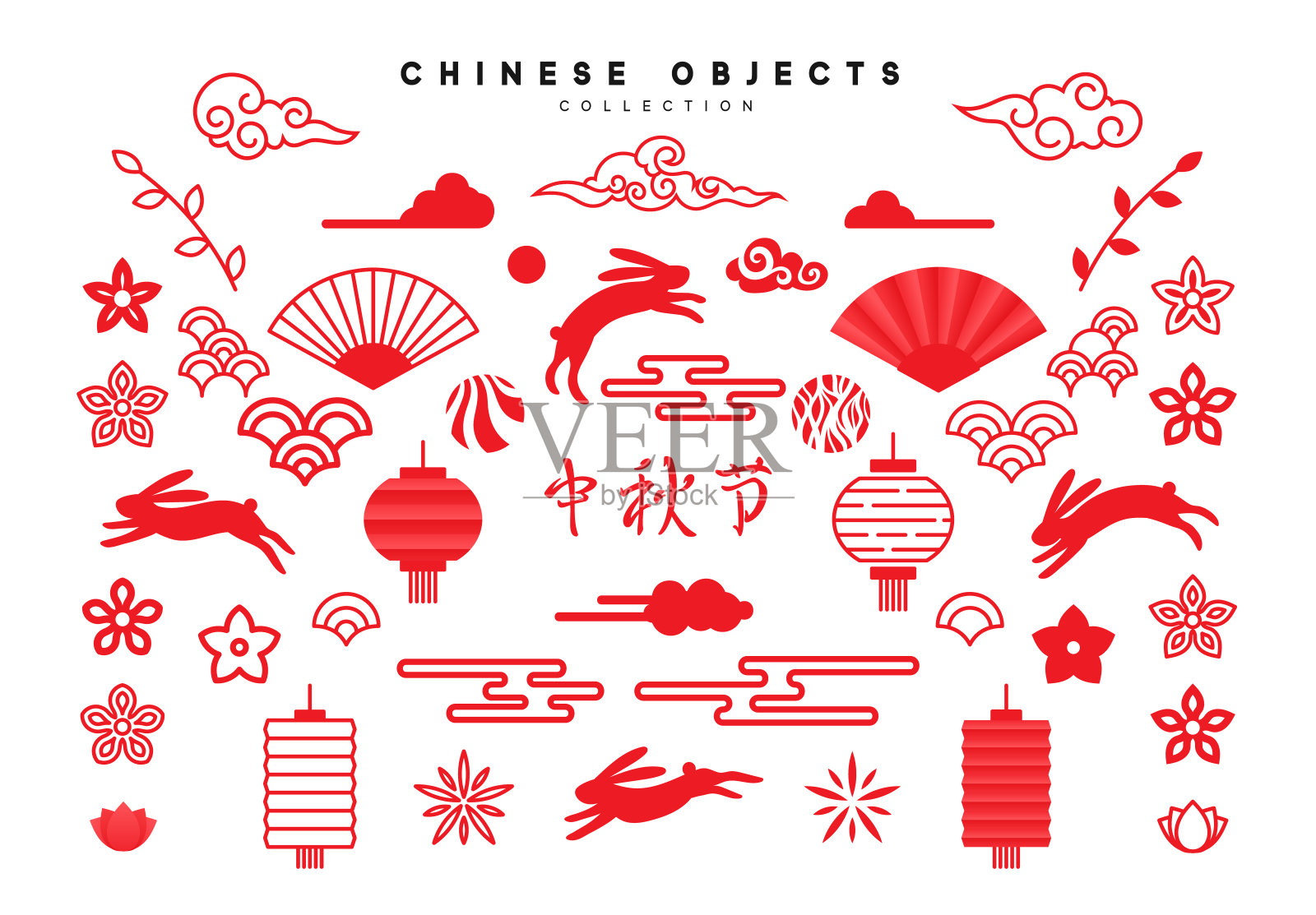 中国传统的节日设计元素，中秋节。设计模板素材