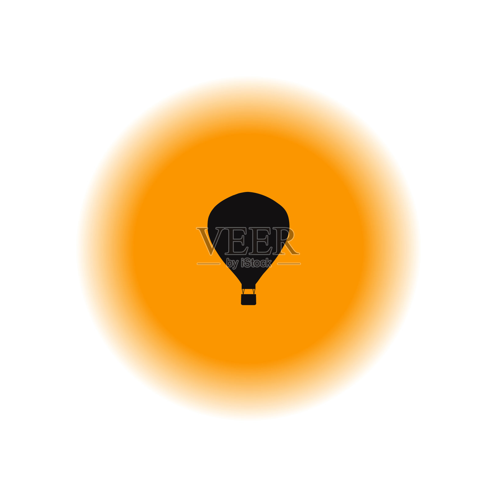 太阳和热气球的剪影。矢量插图。设计元素图片