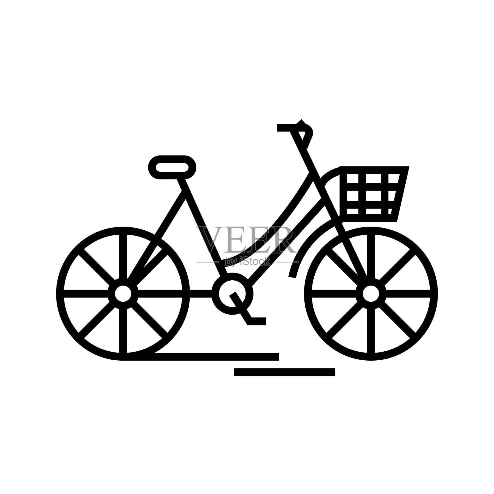 城市自行车线图标，概念标志，轮廓矢量插图，线性符号设计元素图片