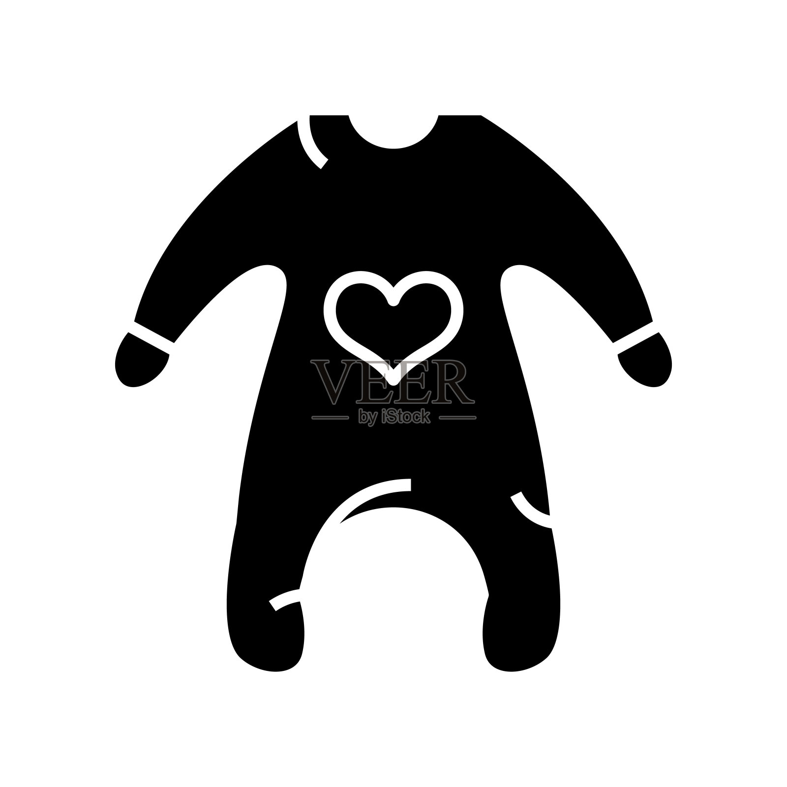 婴儿服装黑色图标，概念插图，矢量平面符号，象形符号插画图片素材