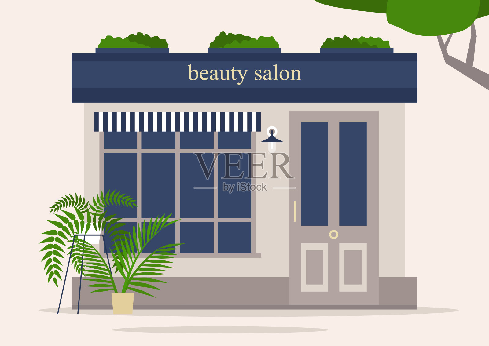 美容院店面，美发师工作室外部插画图片素材