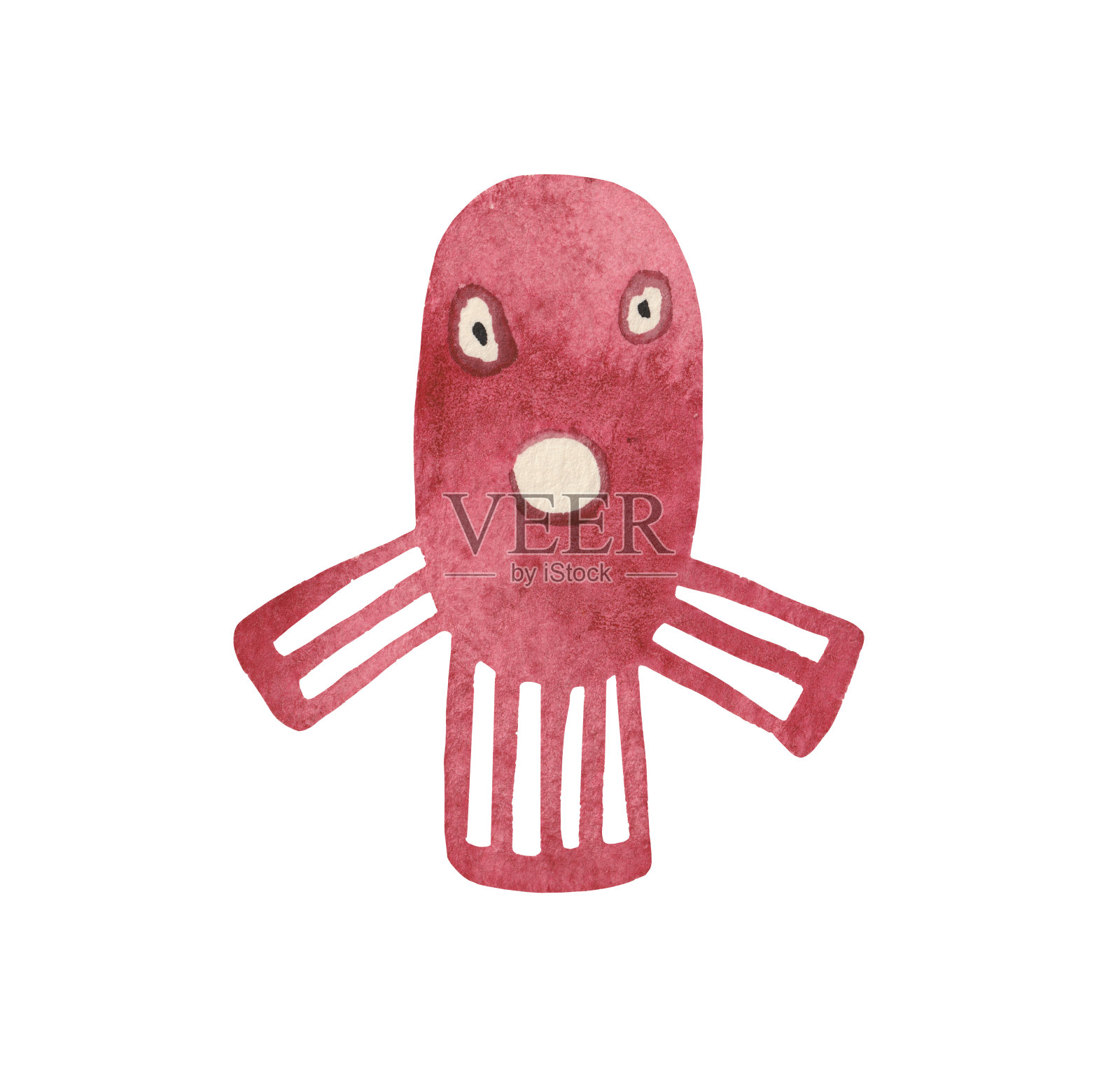 水彩欢快的粉红色怪物插画图片素材