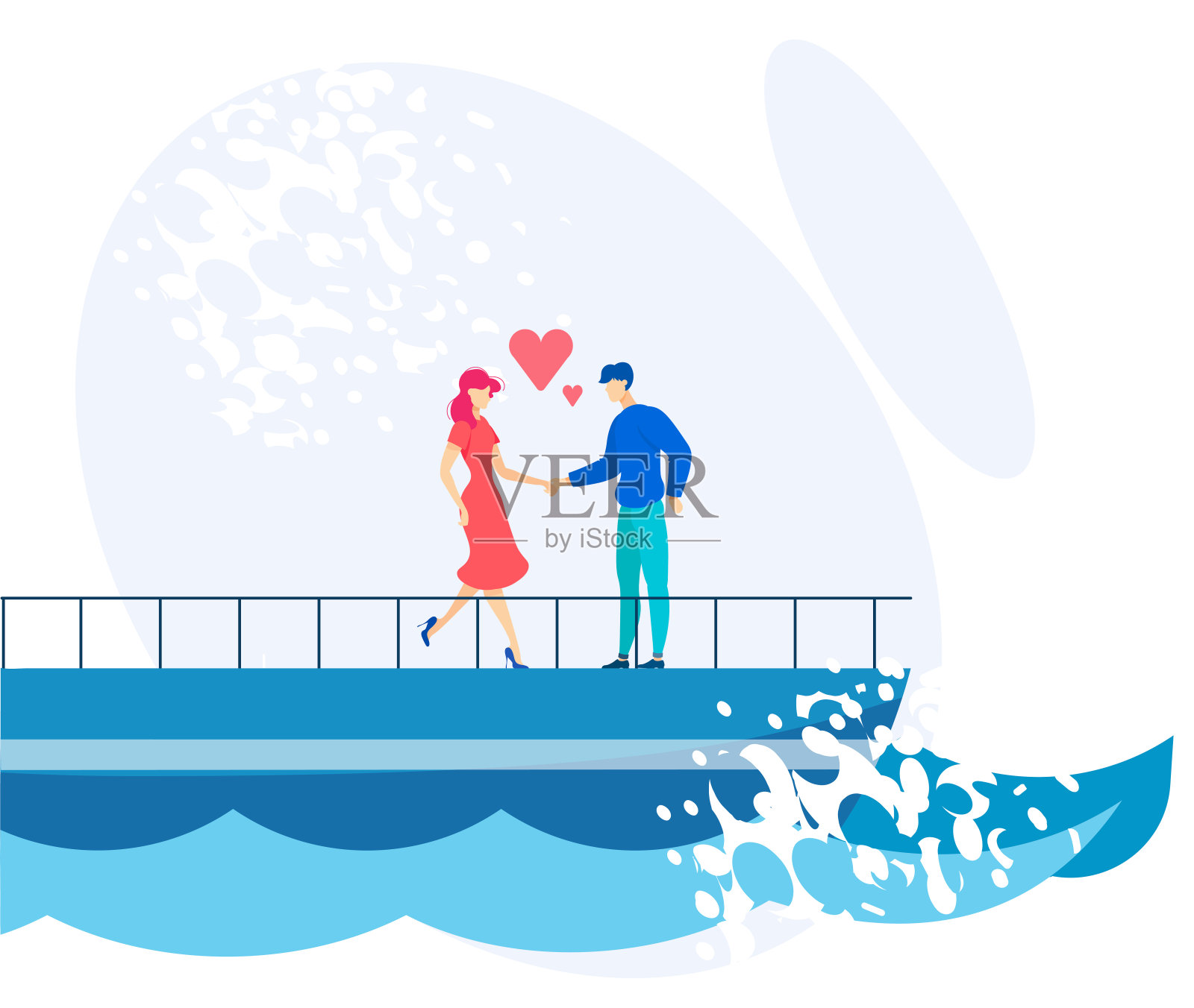 信息传单浪漫的船卡通平坦。设计元素图片