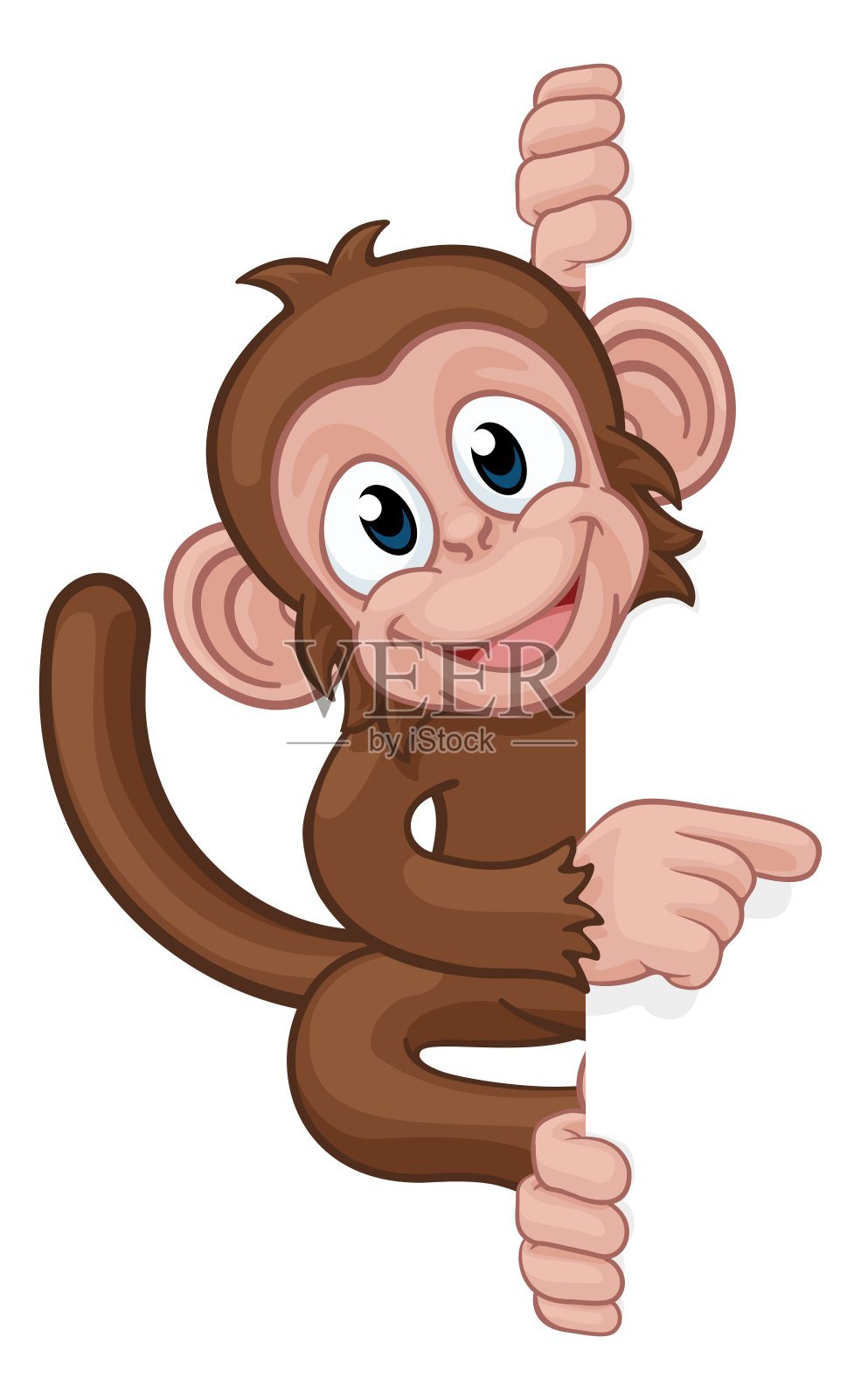 猴子卡通人物动物指向标志设计元素图片