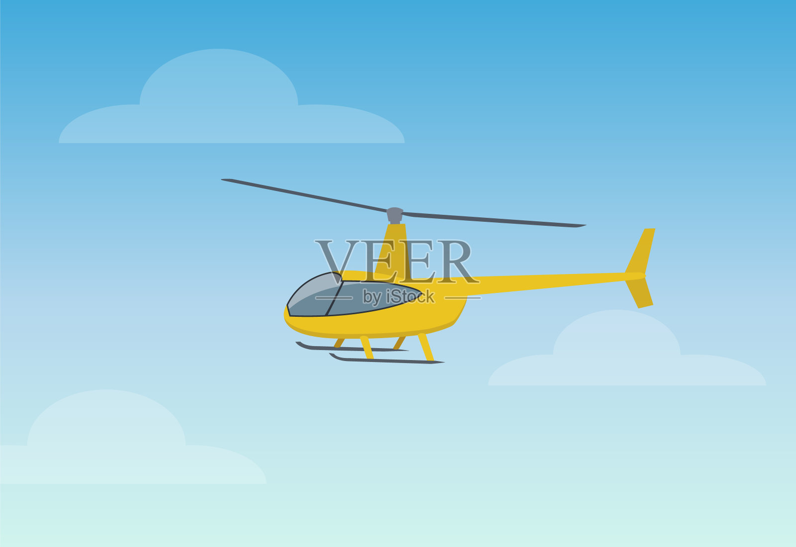 漂亮的黄色直升机颜色矢量插图插画图片素材