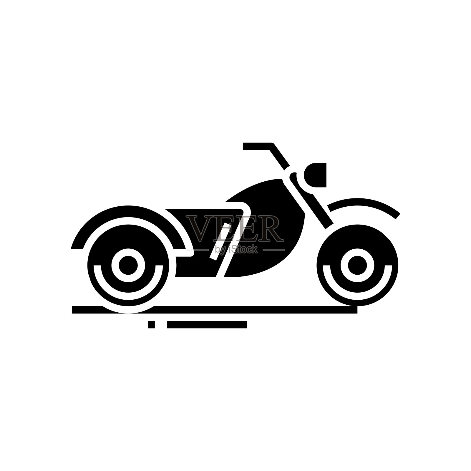 摩托车黑色图标，概念插图，矢量平面符号，象形符号插画图片素材
