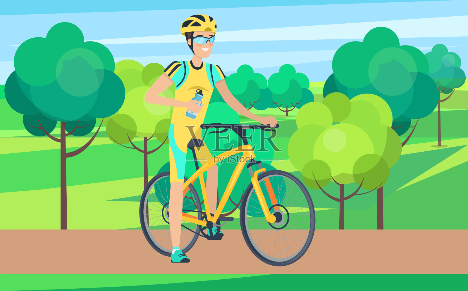 从右图看自行车上的运动员插画图片素材