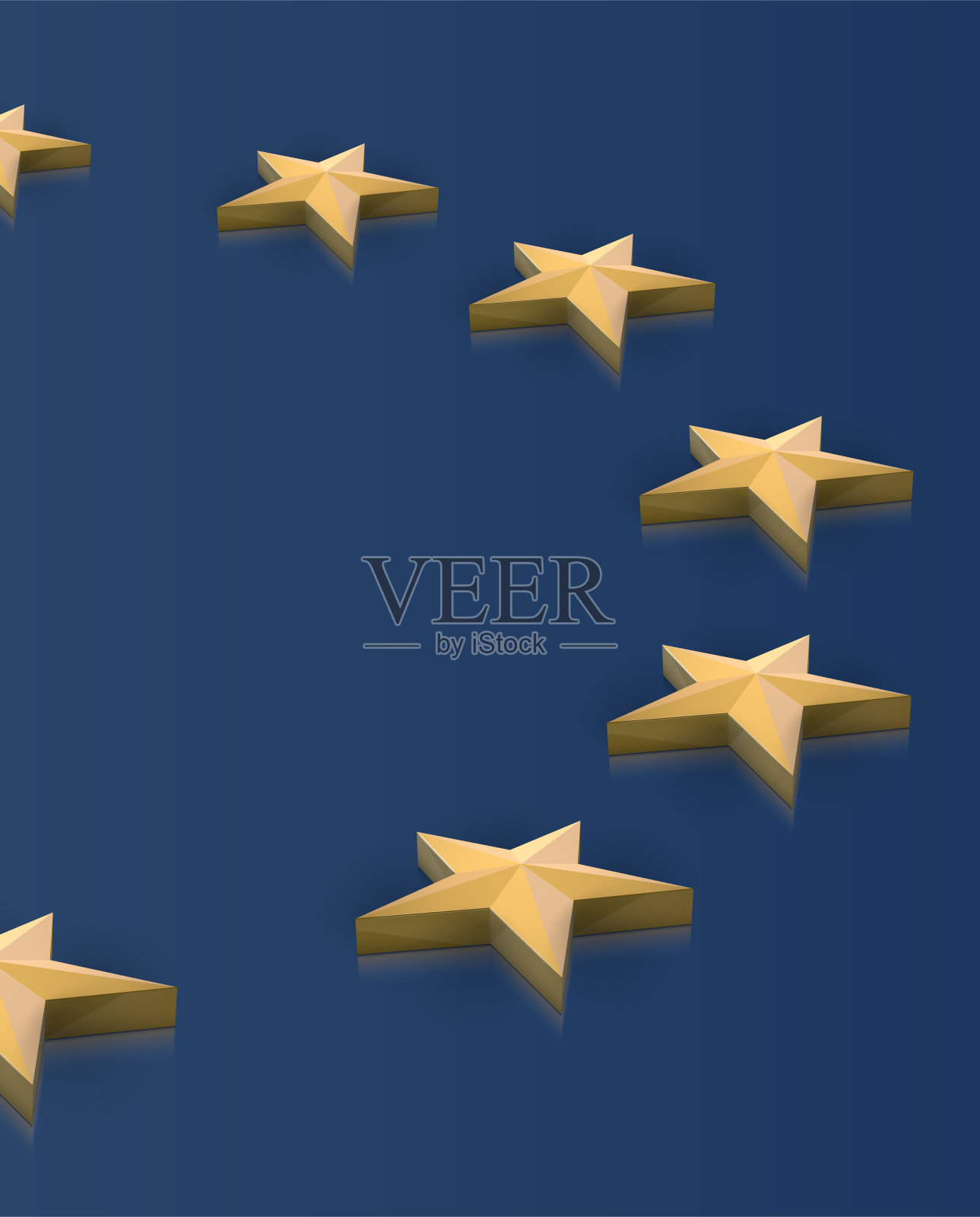 欧盟旗帜的星星在3D，矢量插画图片素材