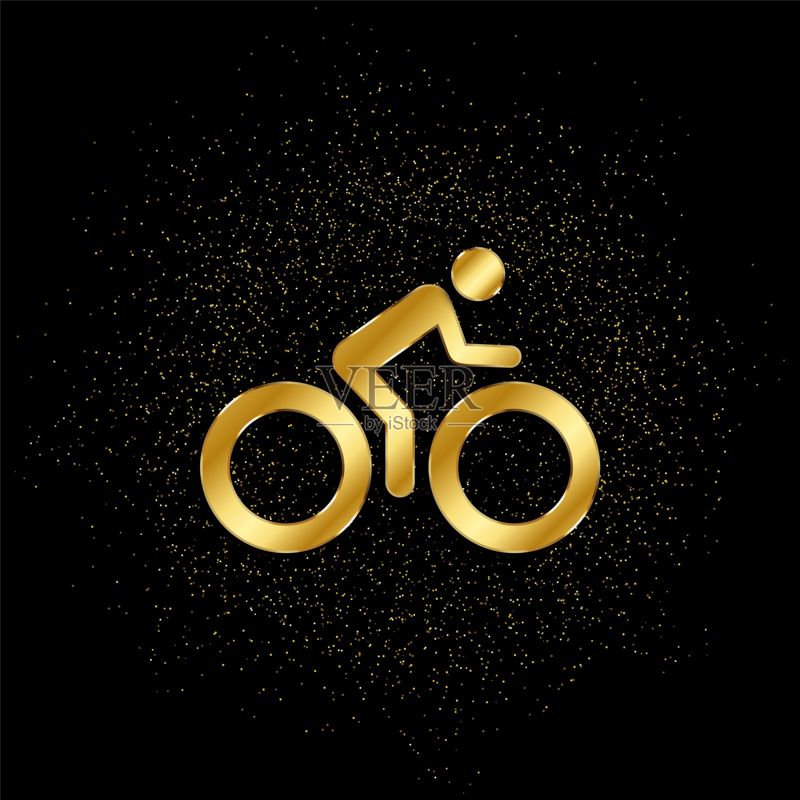 自行车，男人黄金，偶像。金色粒子的矢量插图插画图片素材