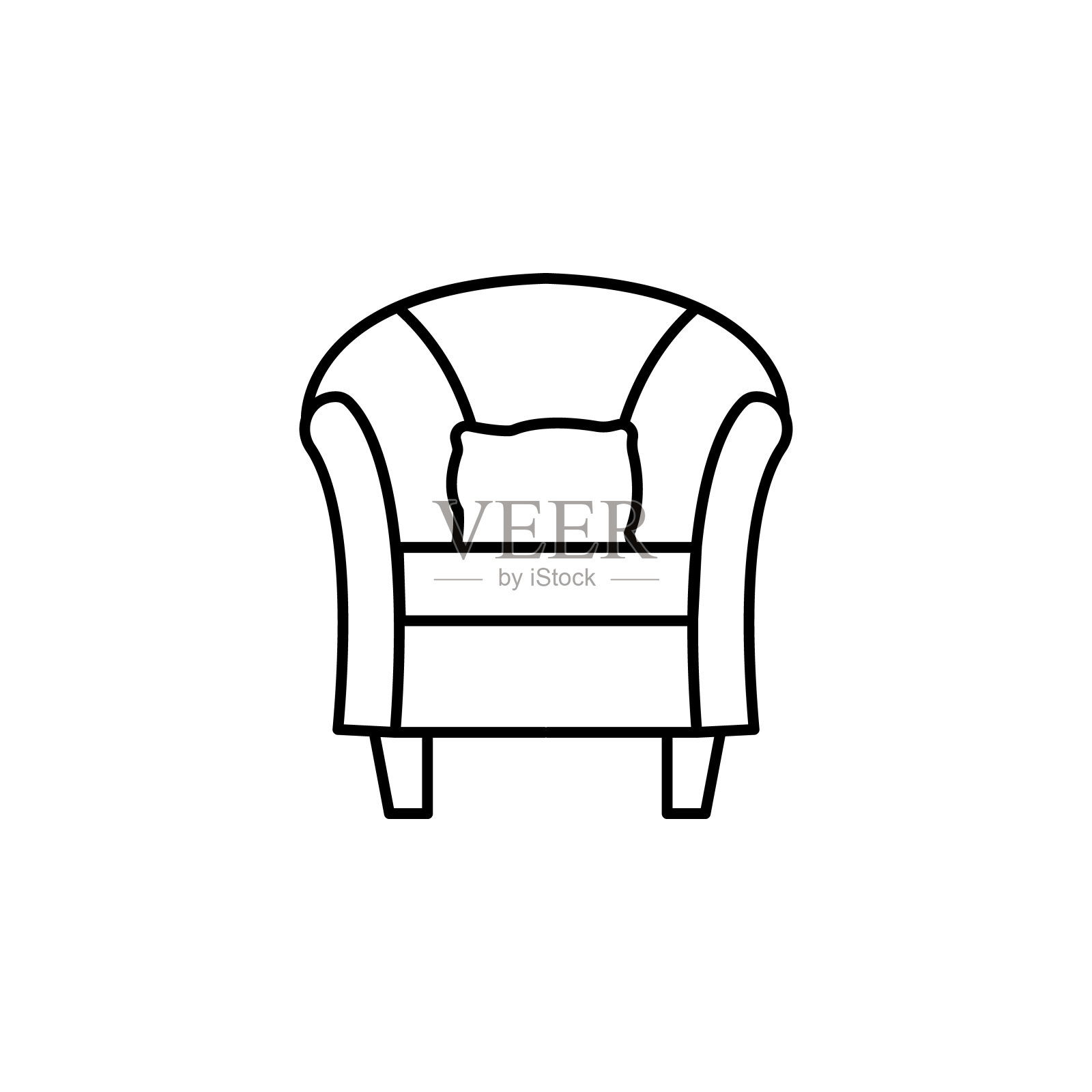扶手椅，家具，沙发线条插图图标上的白色背景图标素材