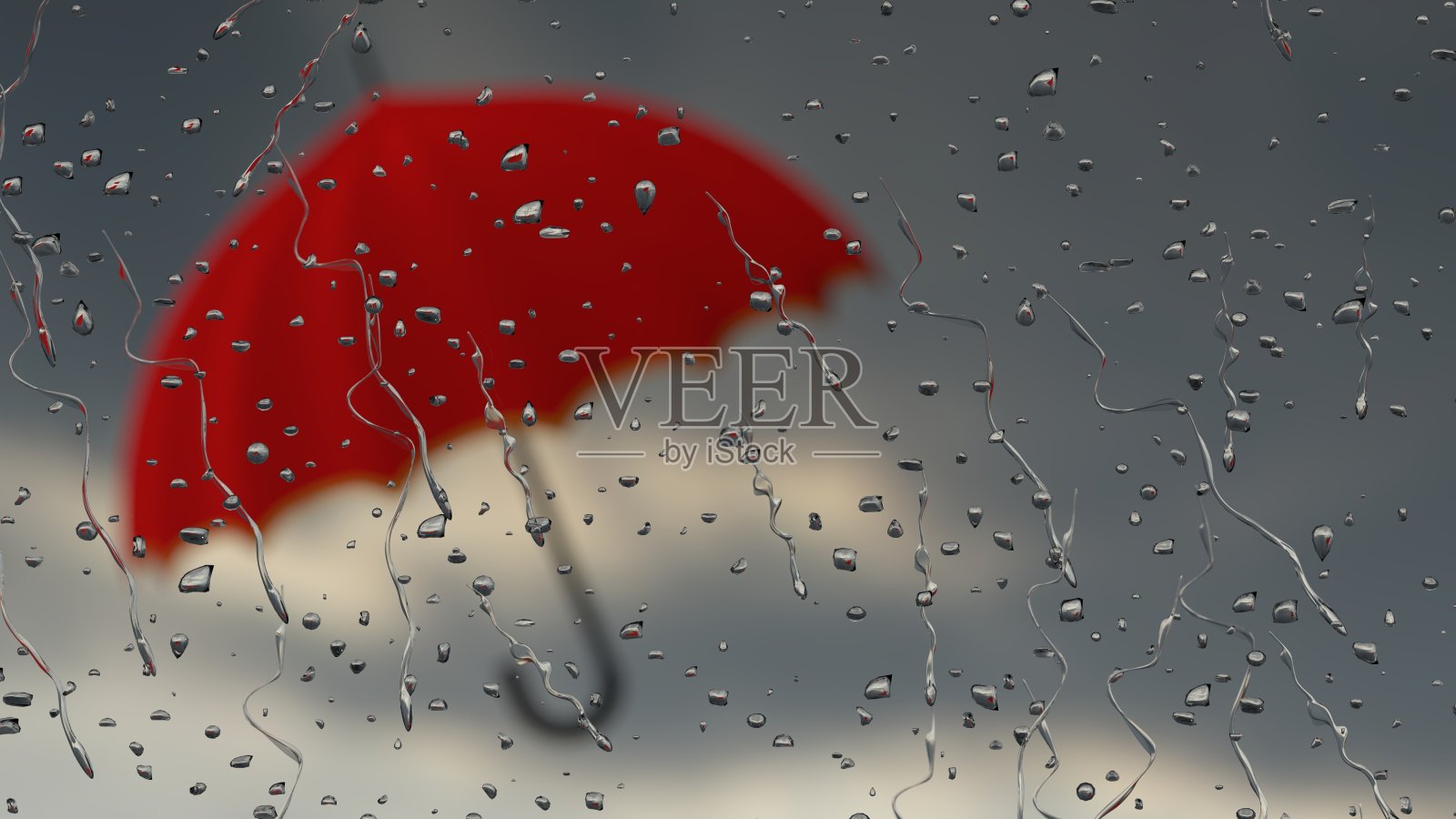 雨天的窗户后面的伞的3D插图照片摄影图片
