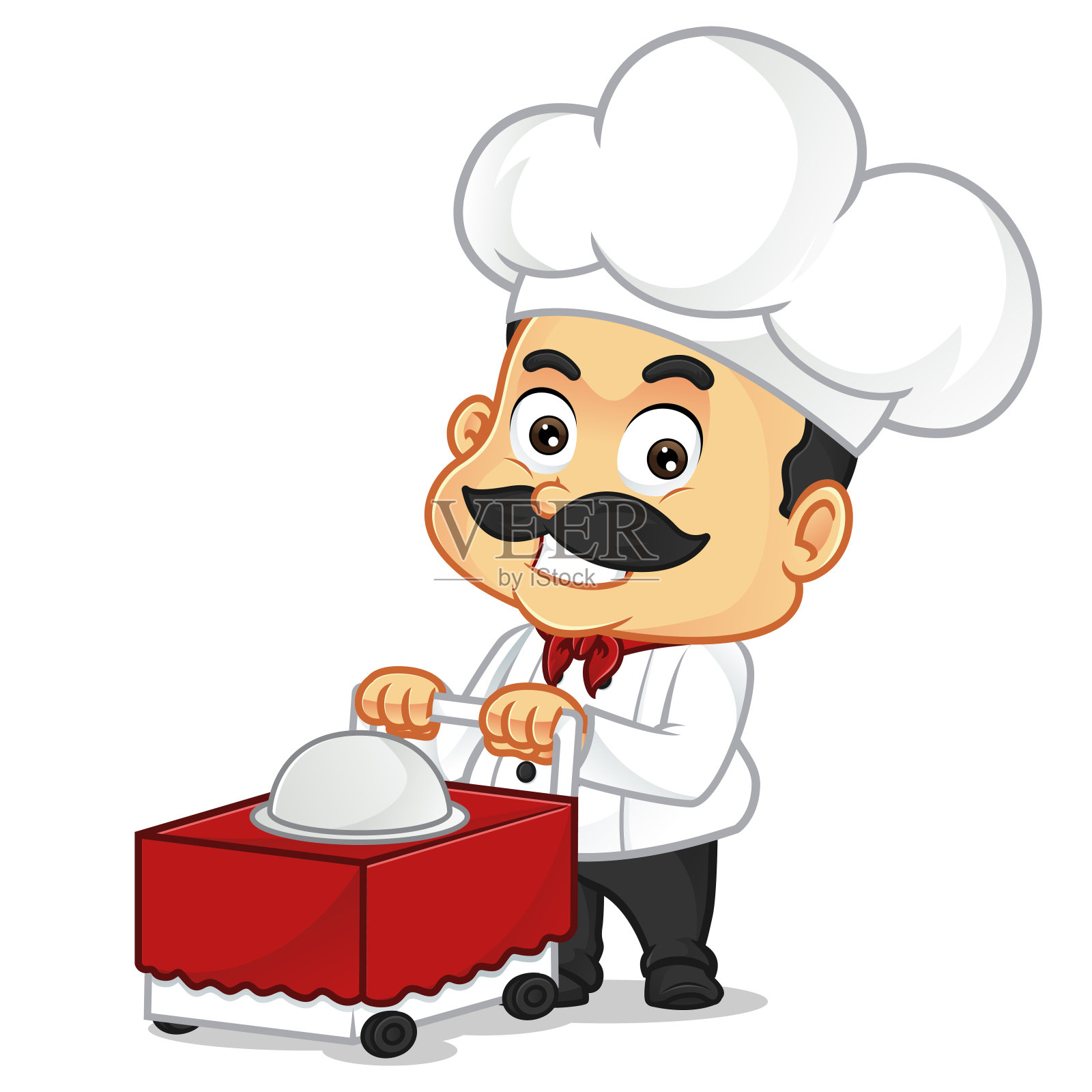 厨师卡通食物推车插画图片素材