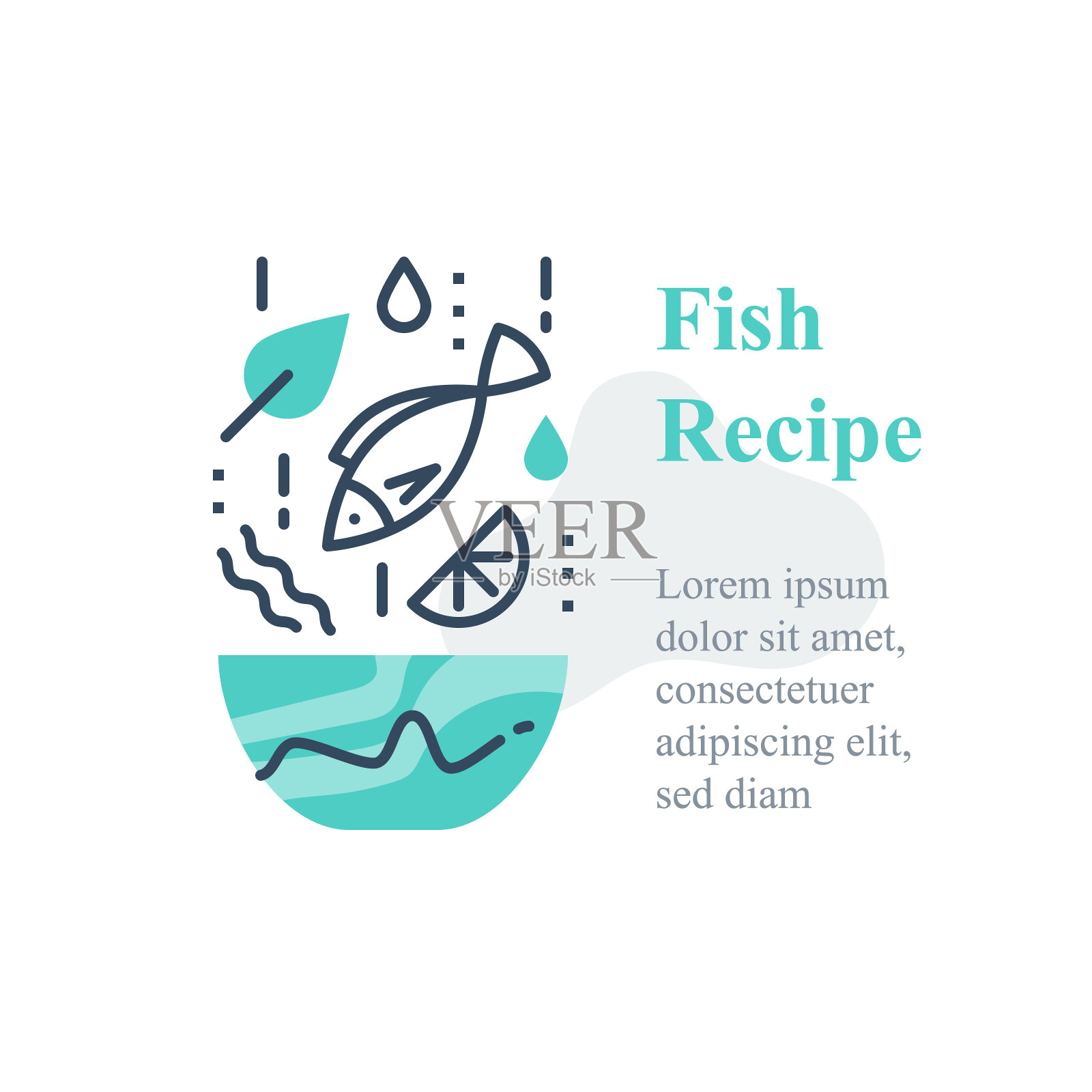 美味的鱼沙拉，海鲜食谱，吃健康食品，满碗，食材下落，营养饮食插画图片素材