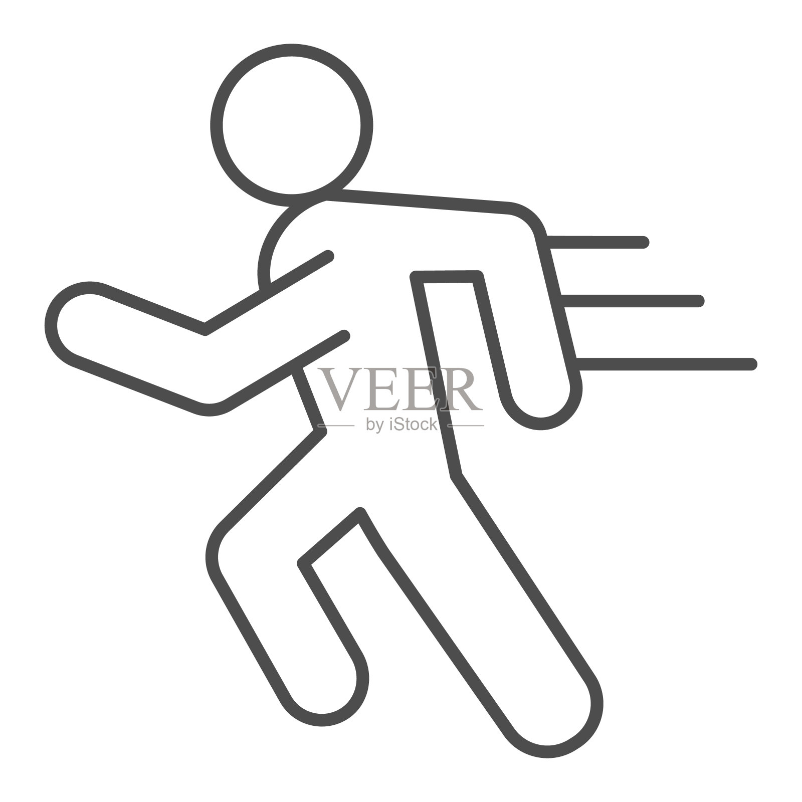 跑步线和固体图标。运动员跑步用速度动作符号，轮廓风格的象形文字在白色背景上。健康的生活方式或运动标志的移动概念和网页设计。矢量图形。图标素材