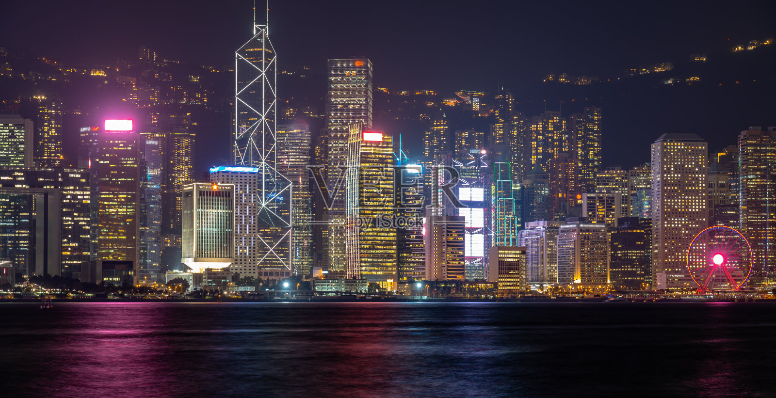 黄昏时分的香港金融区照片摄影图片