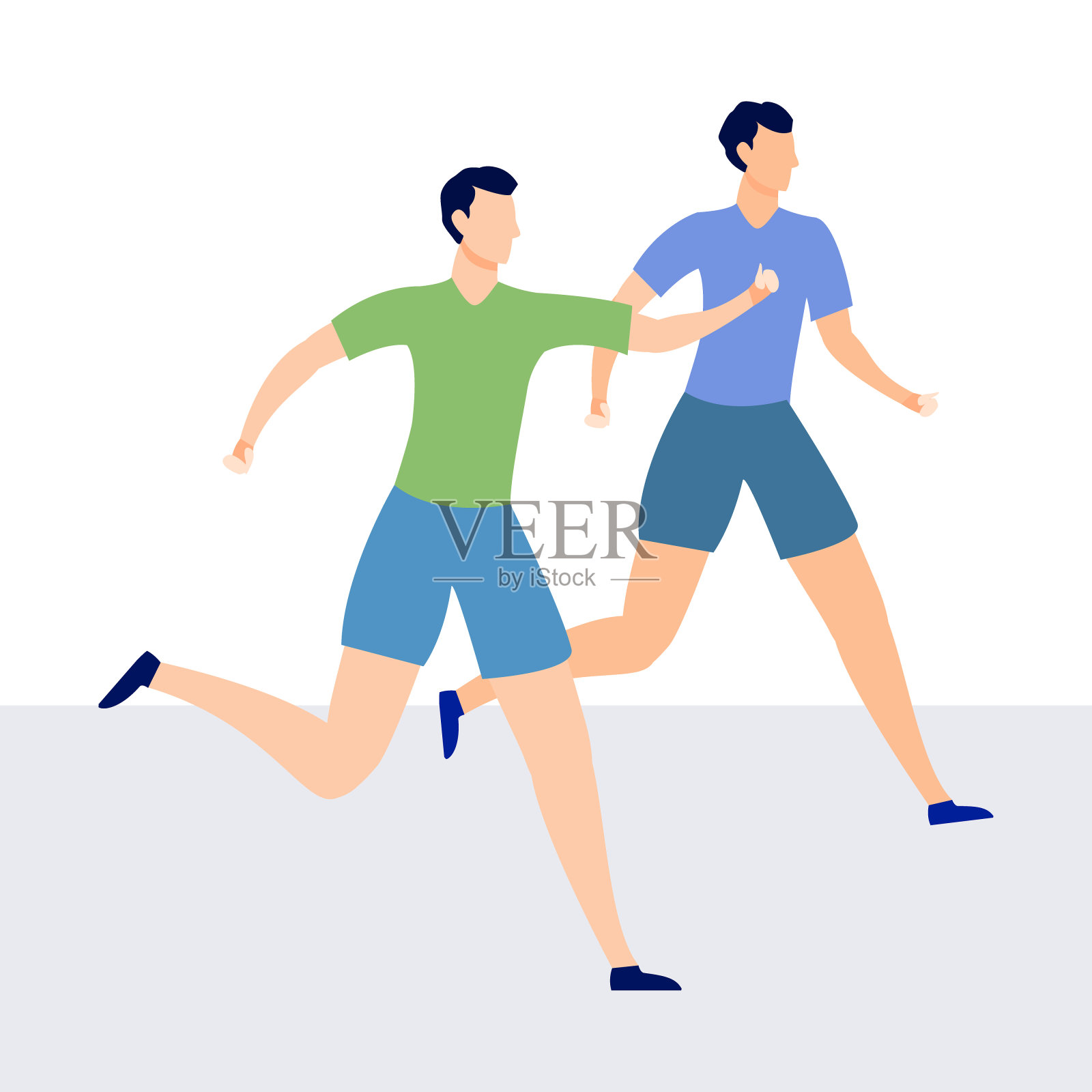 两个人正在跑马拉松设计元素图片