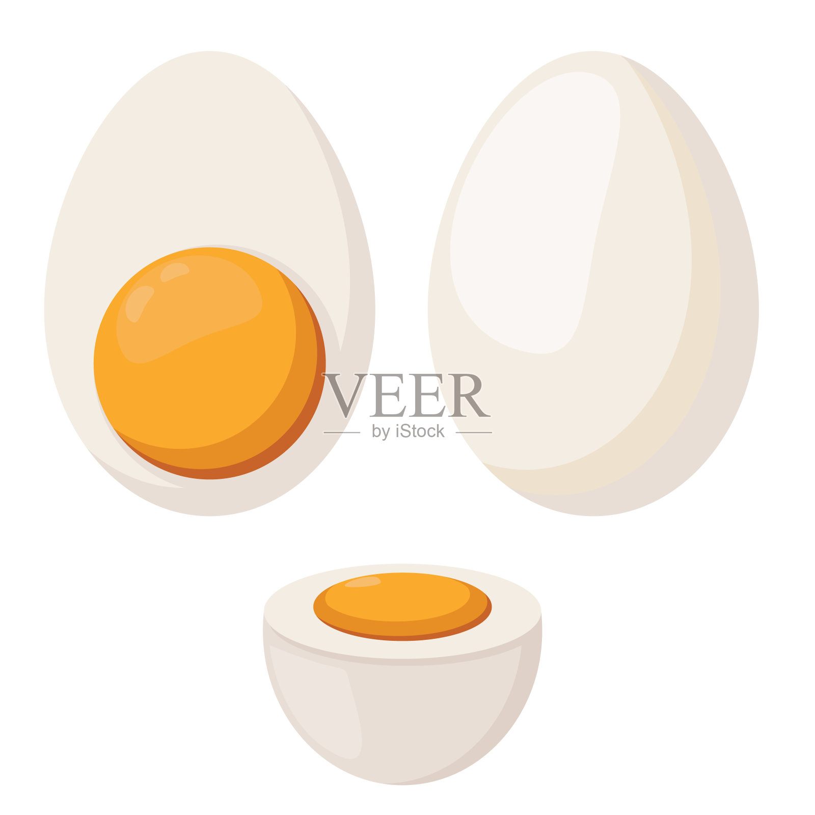 整个和半熟的鸡蛋设计元素图片