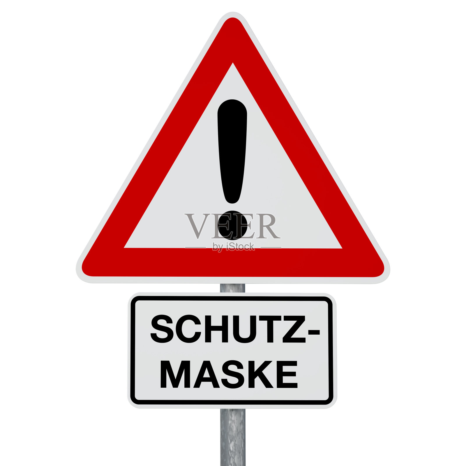 警告- SCHUTZMASKE -德语文本-数字生成的图像-剪切路径包括插画图片素材