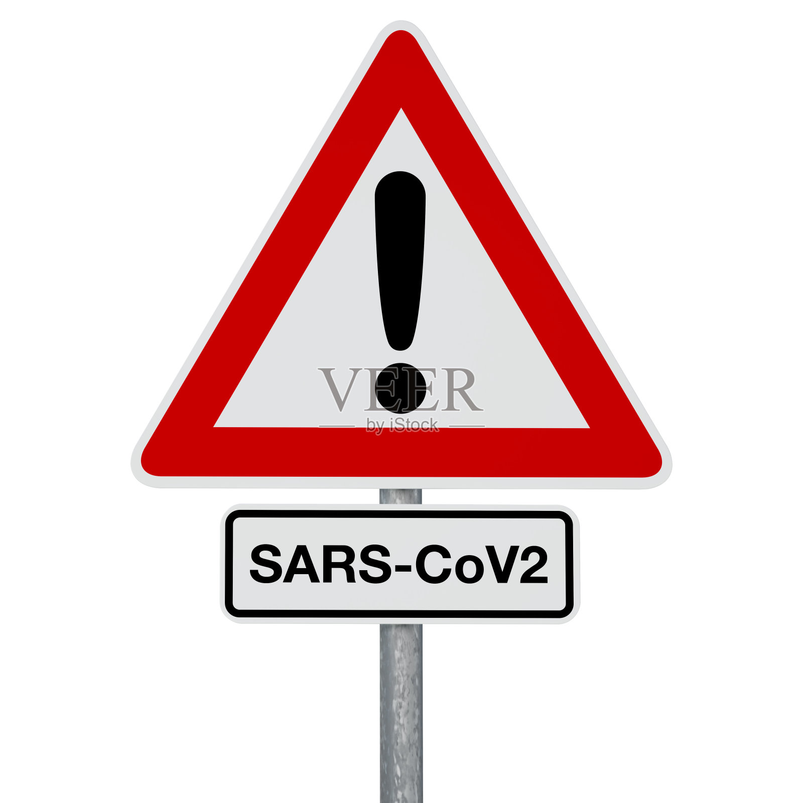 注意:冠状病毒- SARS-CoV-2 -包括数字生成的图像剪辑路径插画图片素材