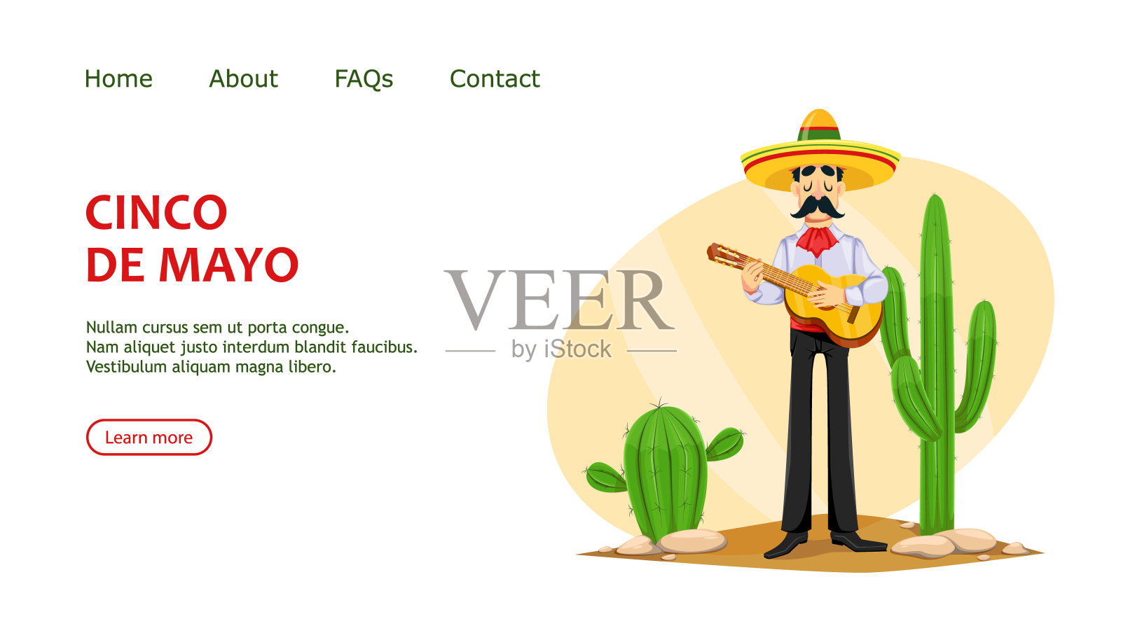 墨西哥人戴着宽边帽弹吉他插画图片素材