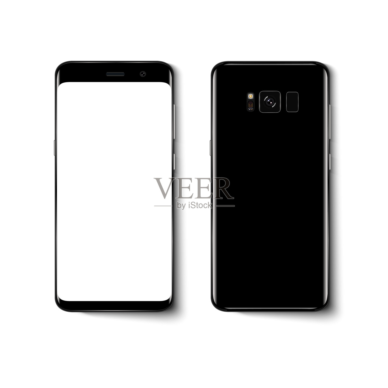 白色背景下的黑色智能手机设计元素图片