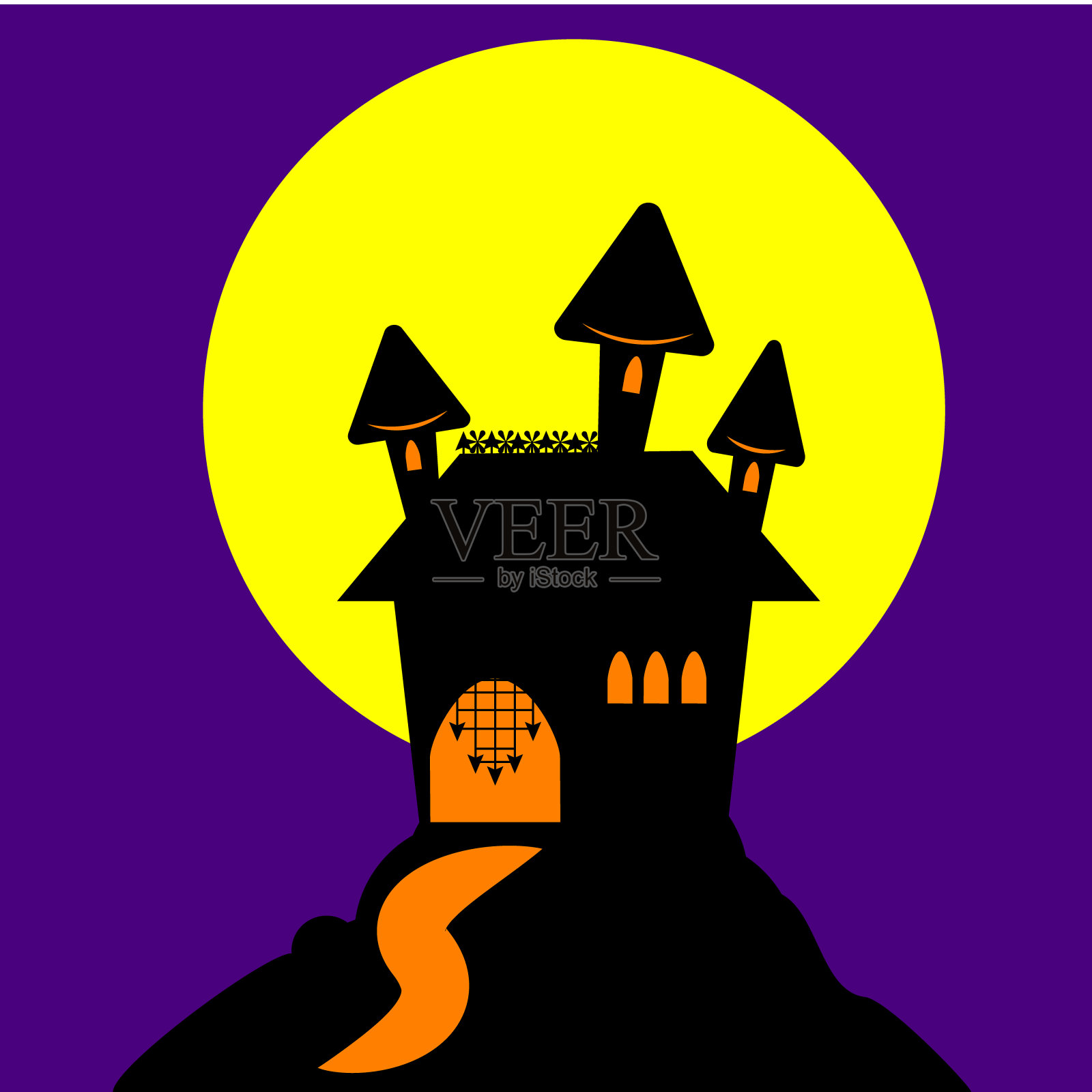 城堡设计，万圣节假日恐怖恐怖的庆祝秋天黑暗和派对主题矢量插图插画图片素材