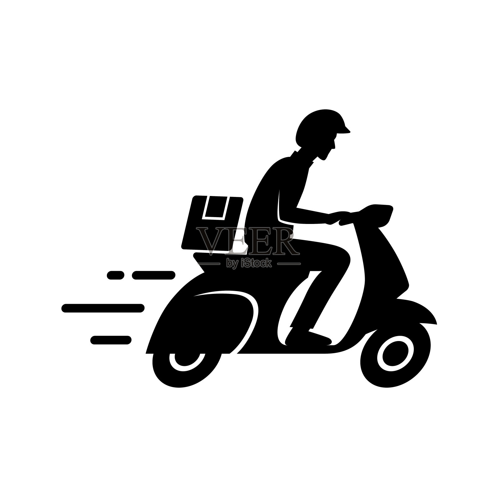 快递的概念。送货员骑摩托车服务，订购摩托车，全球海运。插画图片素材