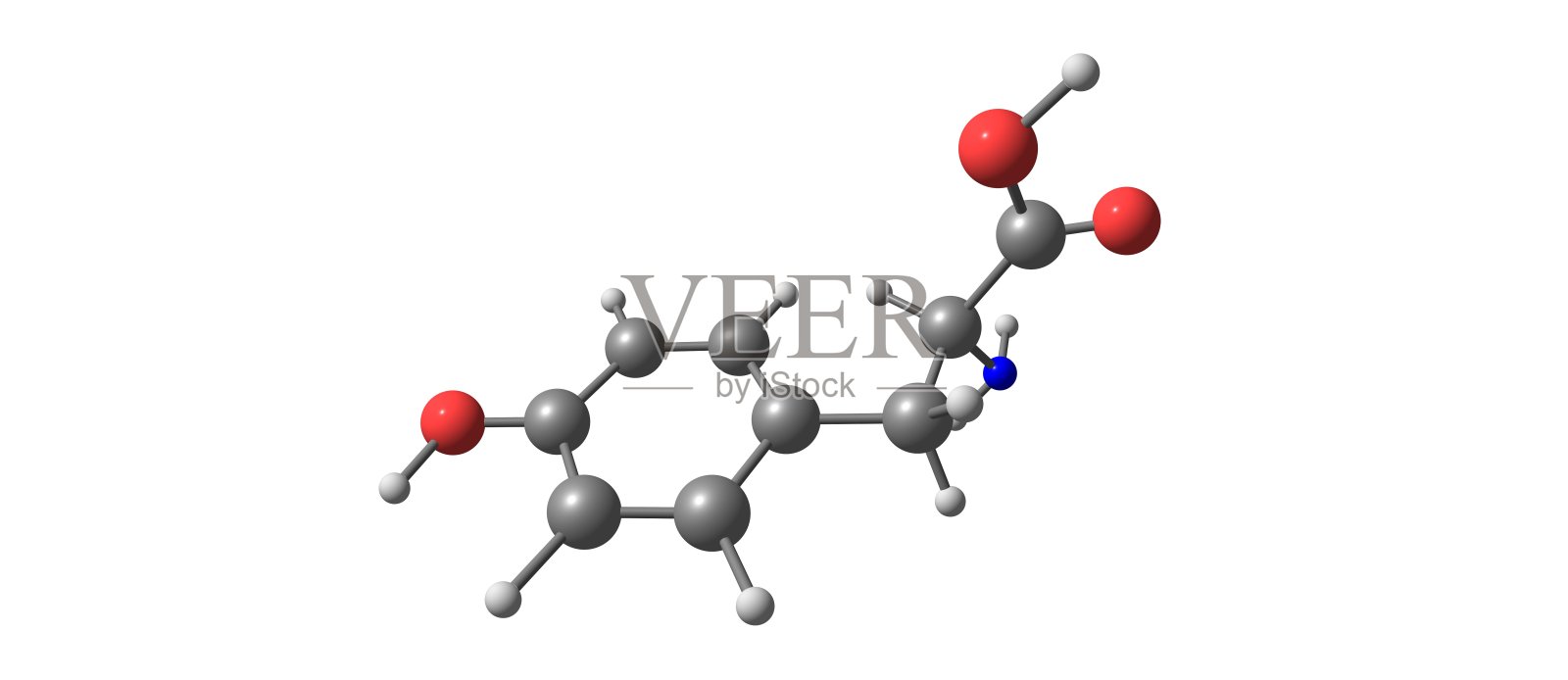 酪氨酸分子结构孤立在白色上照片摄影图片