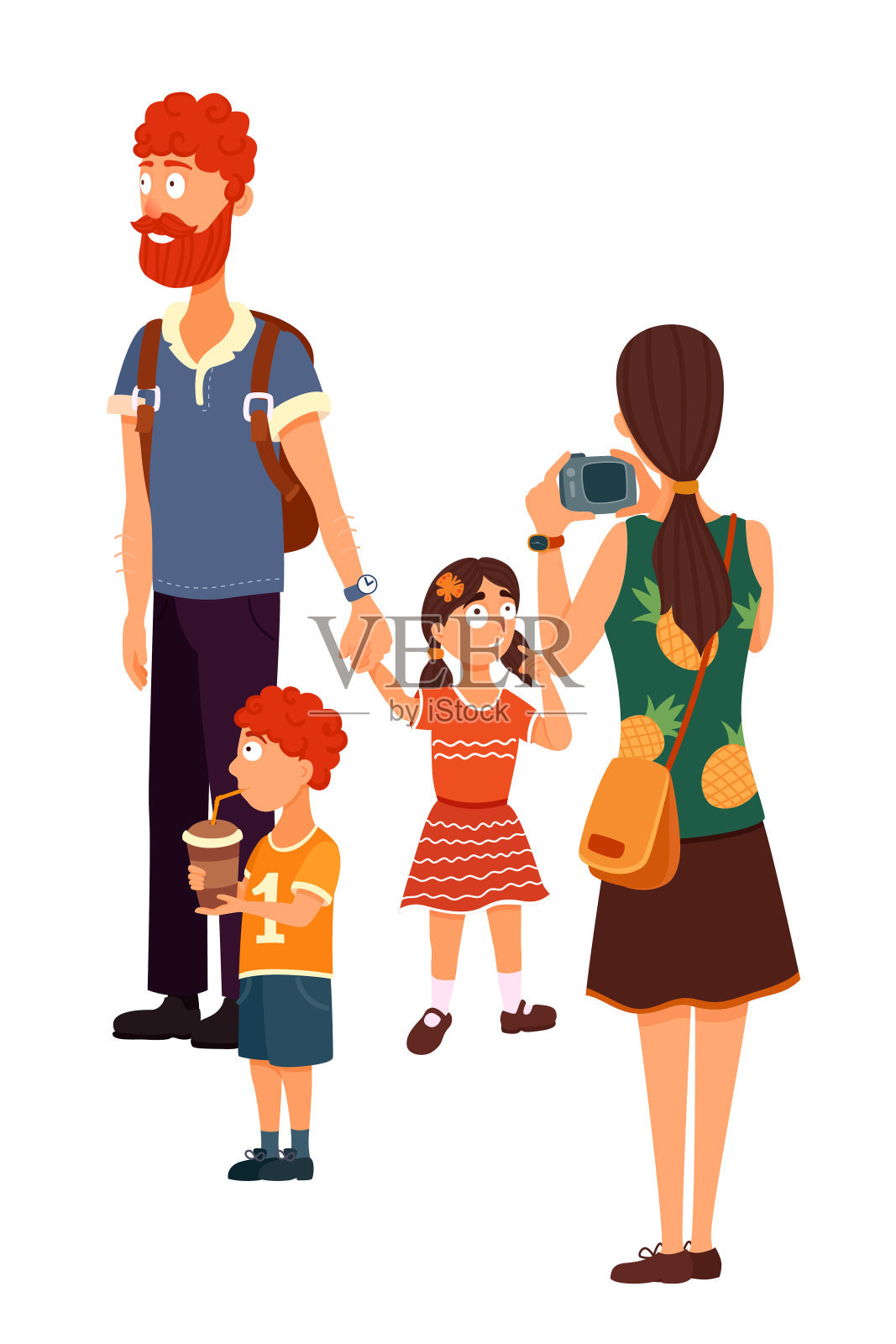 带孩子旅游家庭的向量特征设计元素图片