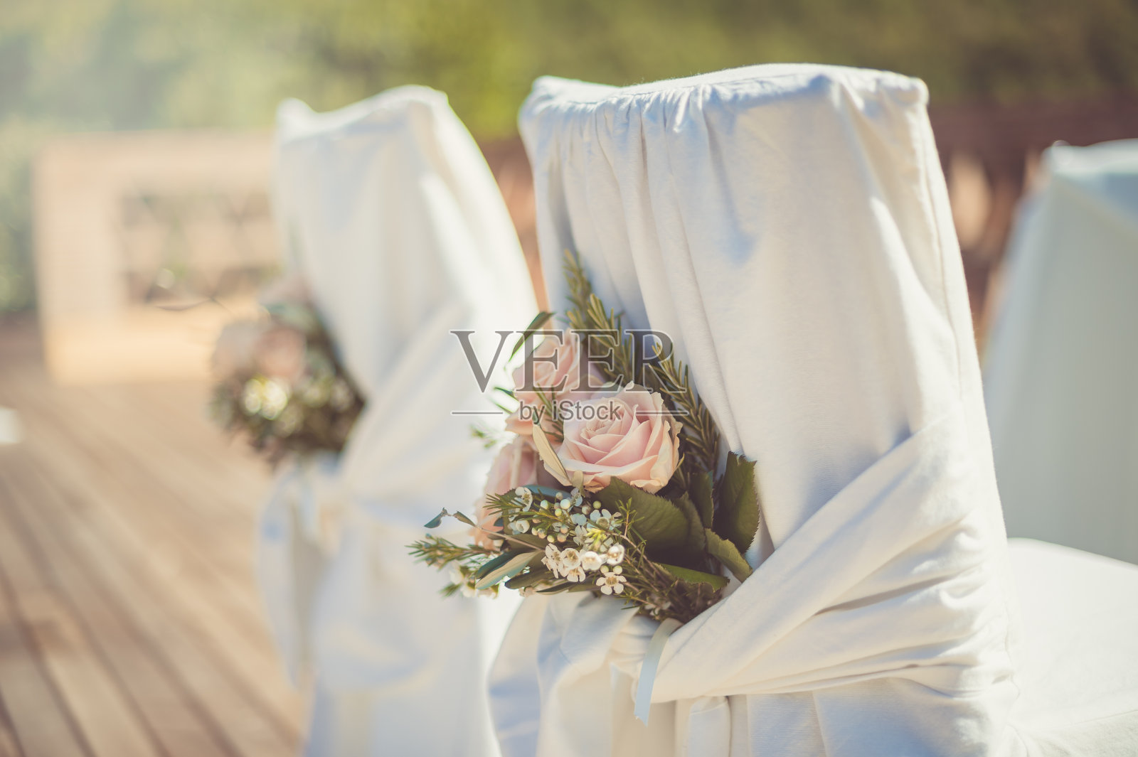 婚礼用的白色椅子照片摄影图片