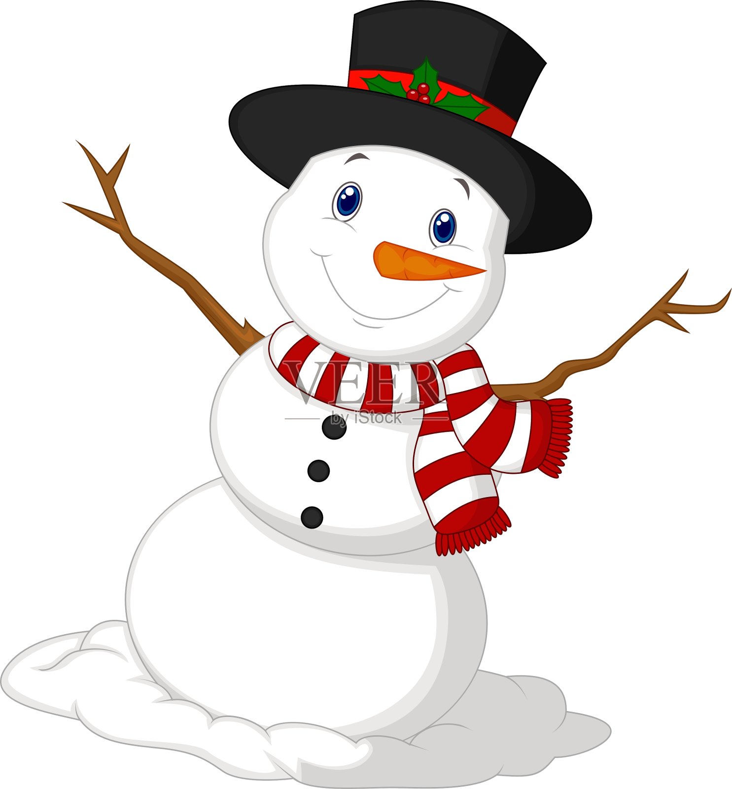 圣诞雪人卡通戴着一顶帽子和红色的sc设计元素图片