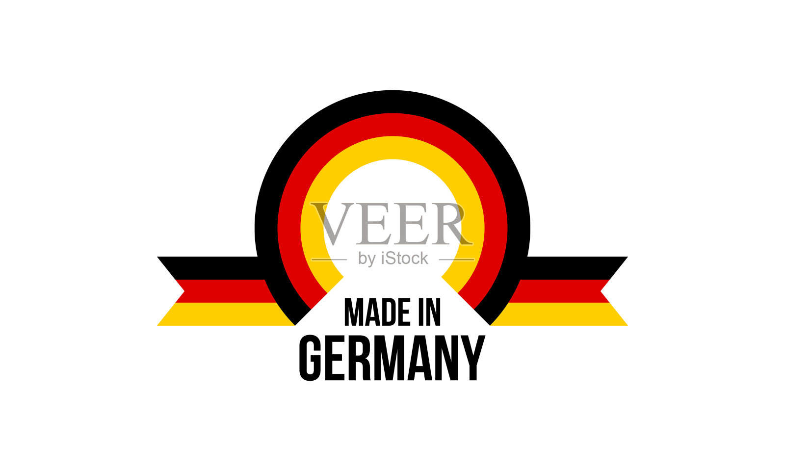 德国制造，白色背景上的圆角矩形弧矢量标志插画图片素材
