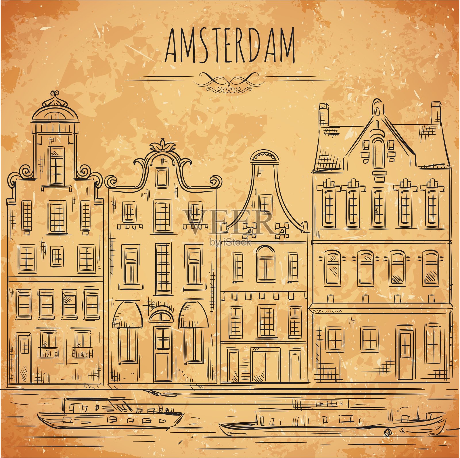 阿姆斯特丹荷兰的传统建筑插画图片素材